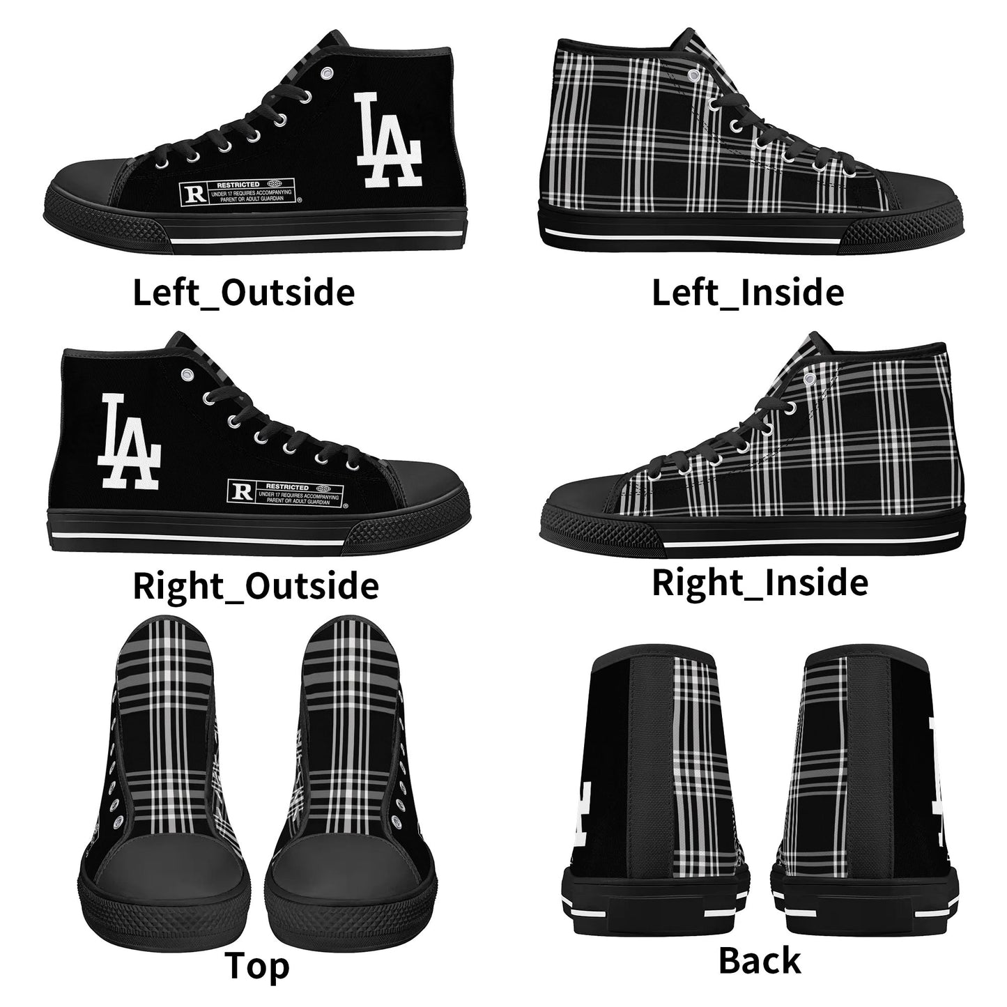 Mens LA Plaid High Top Canvas Sneakers