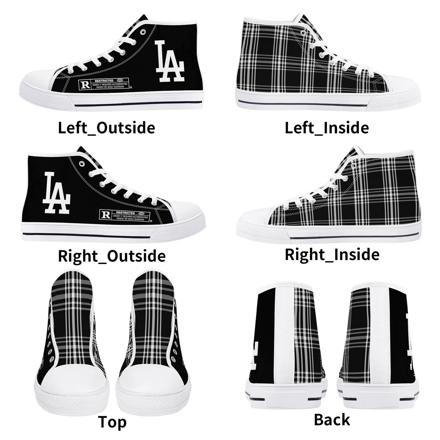 Mens LA Plaid High Top Canvas Sneakers