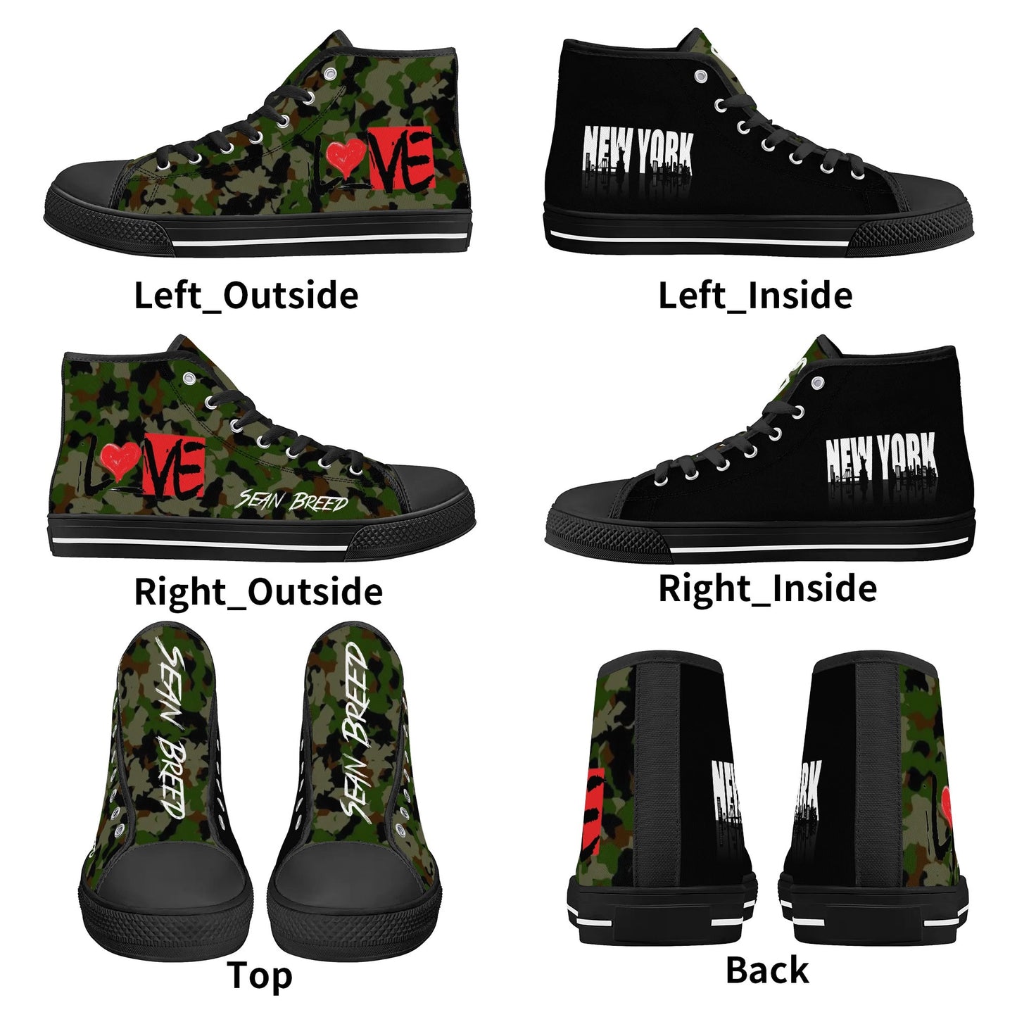 Sean Breed Camo Mens High Top Canvas Shoes