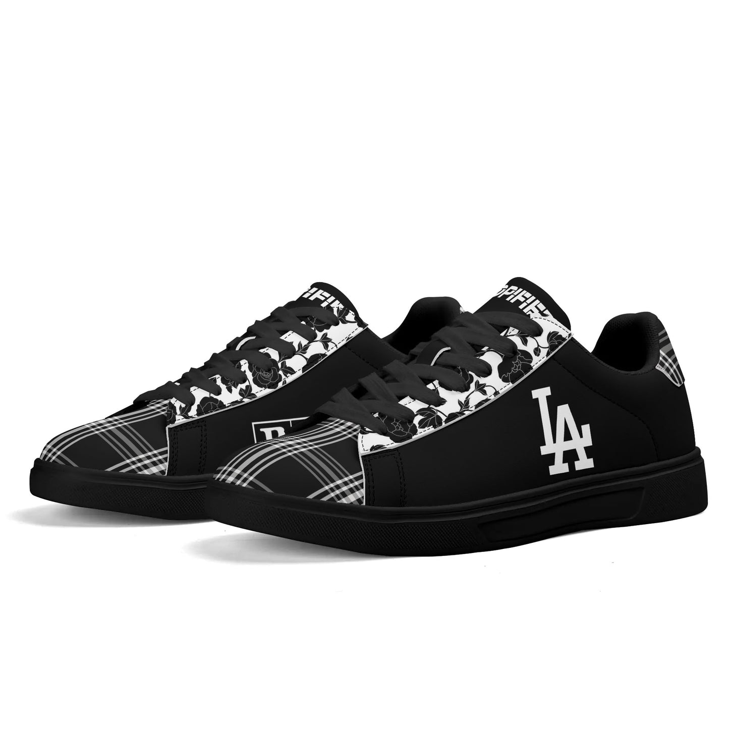 LA Floral & Plaid Adult Lightweight Brand Low Top Leather Skateboard kicks