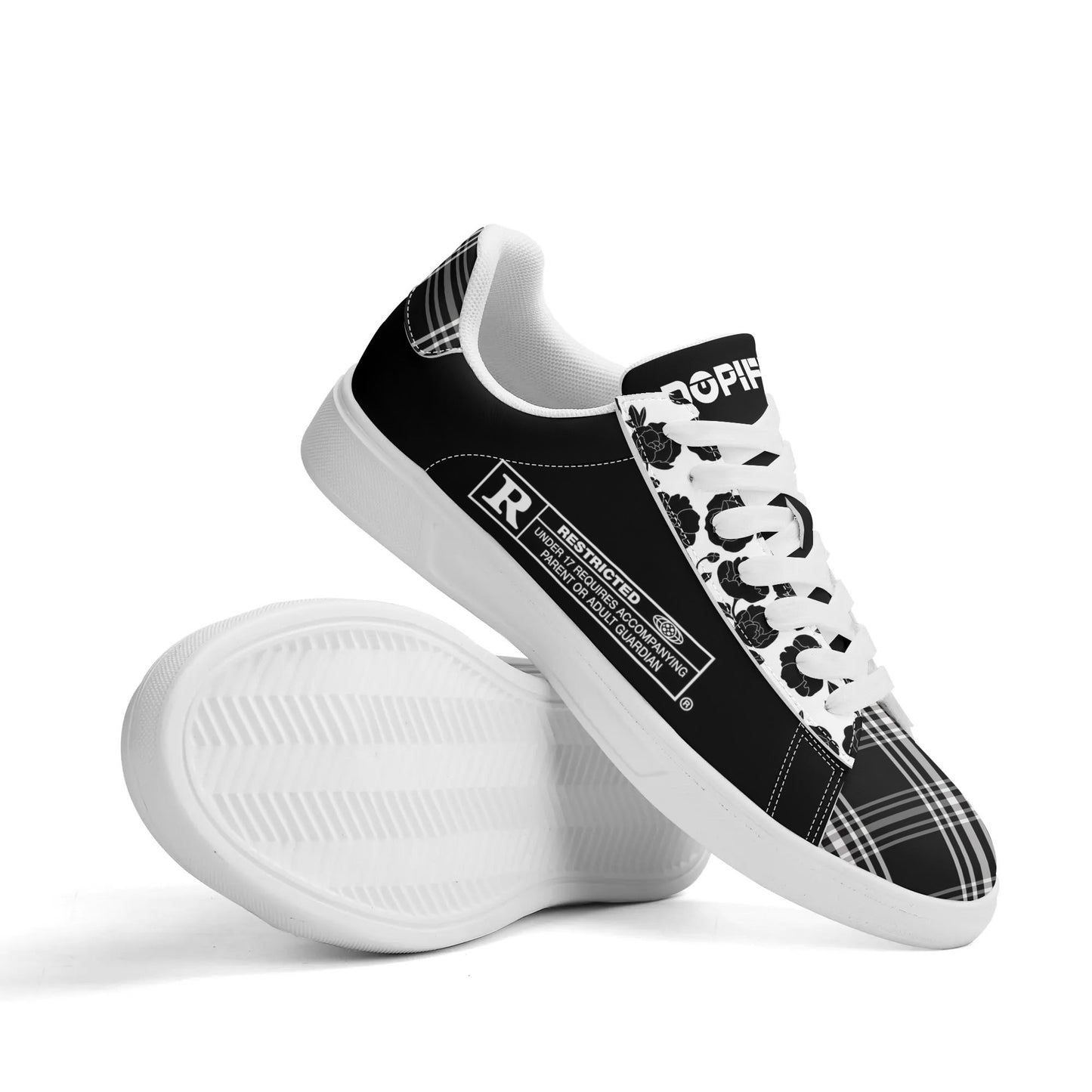 LA Floral & Plaid Adult Lightweight Brand Low Top Leather Skateboard kicks