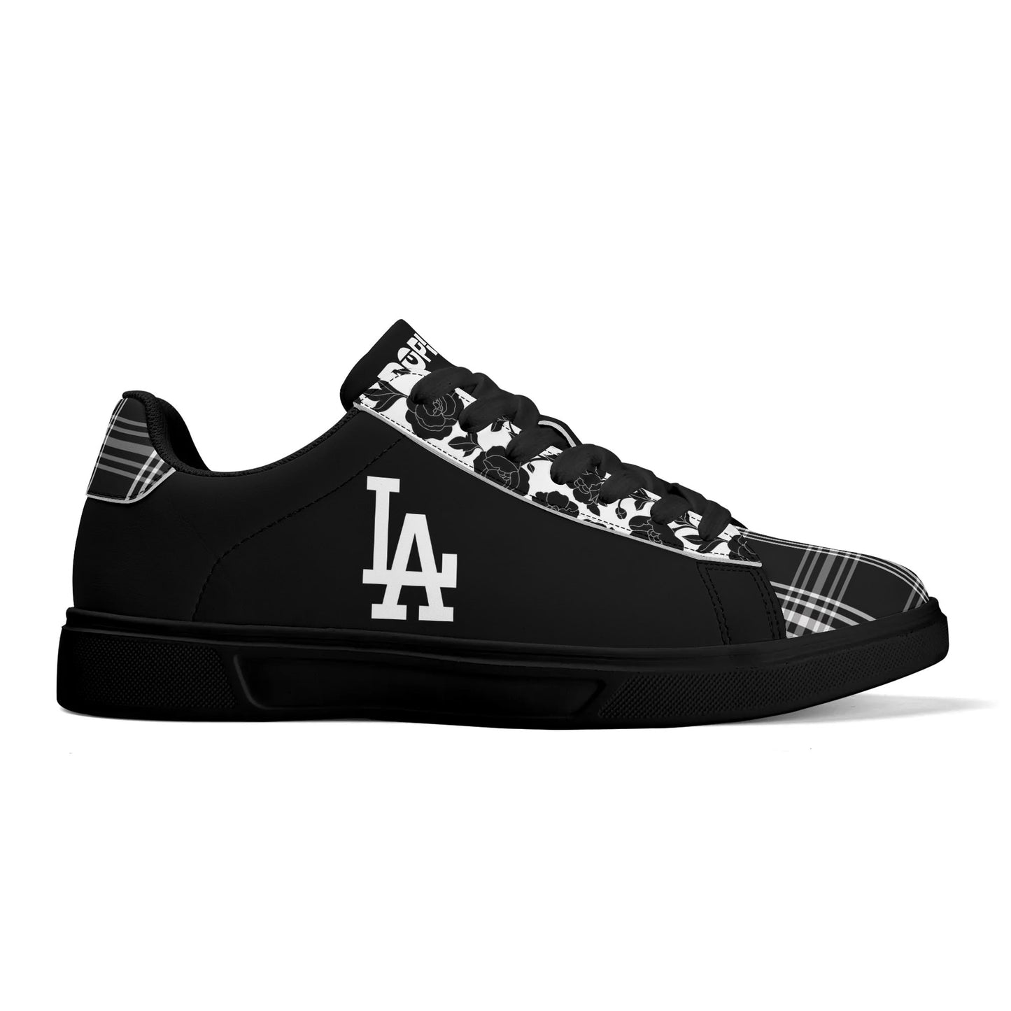 LA Floral & Plaid Adult Lightweight Brand Low Top Leather Skateboard kicks