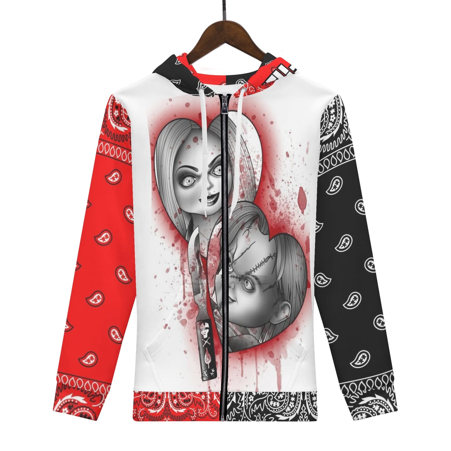 Kims Womens Chucky Bandana Classic Zip Up Hoodie Warm Jacket