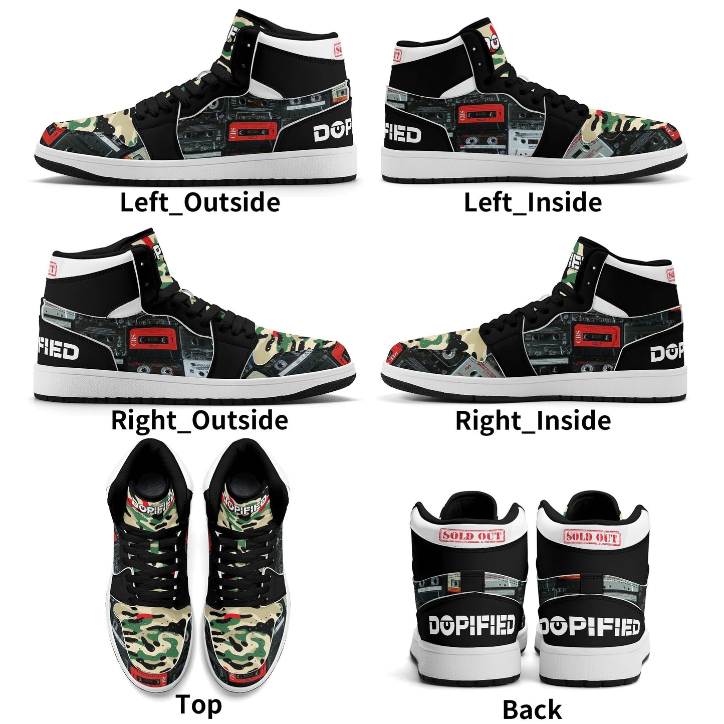 Mens DOPiFiED SOLD OuT Cassette Vibe Premium PU Leather High Top Sneakers-V2