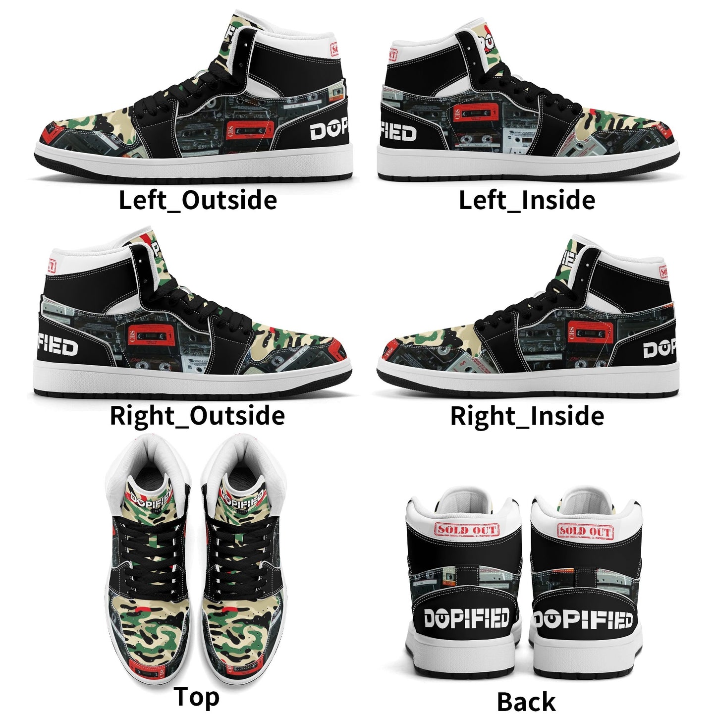 Mens DOPiFiED SOLD OuT Cassette Vibe Premium PU Leather High Top Sneakers-V2