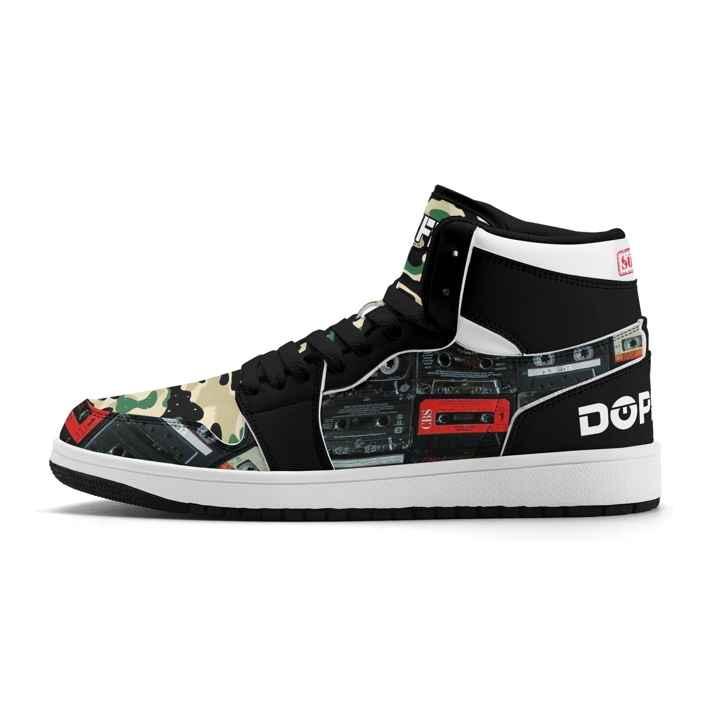 Mens DOPiFiED SOLD OuT Cassette Vibe Premium PU Leather High Top Sneakers-V2