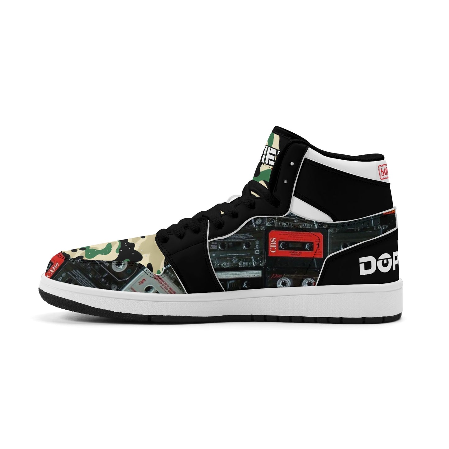 Mens DOPiFiED SOLD OuT Cassette Vibe Premium PU Leather High Top Sneakers-V2