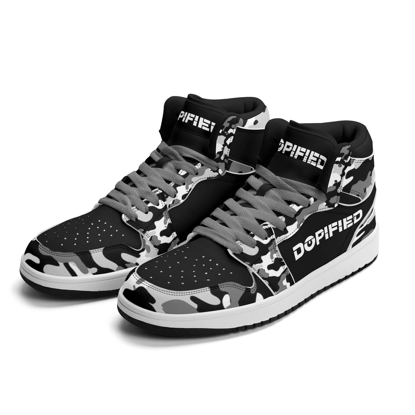 Mens Premium PU Leather DOPiFiED Camo High Top Sneakers-V2