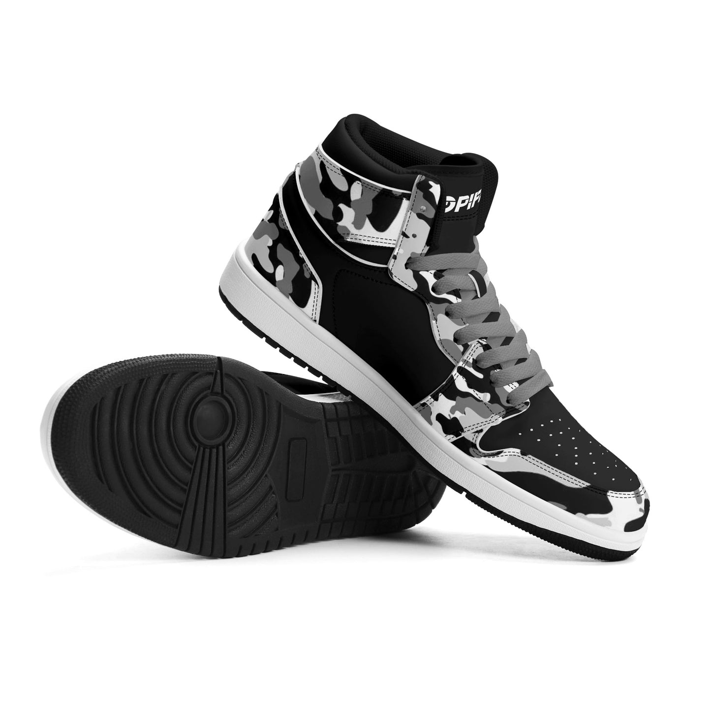 Mens Premium PU Leather DOPiFiED Camo High Top Sneakers-V2