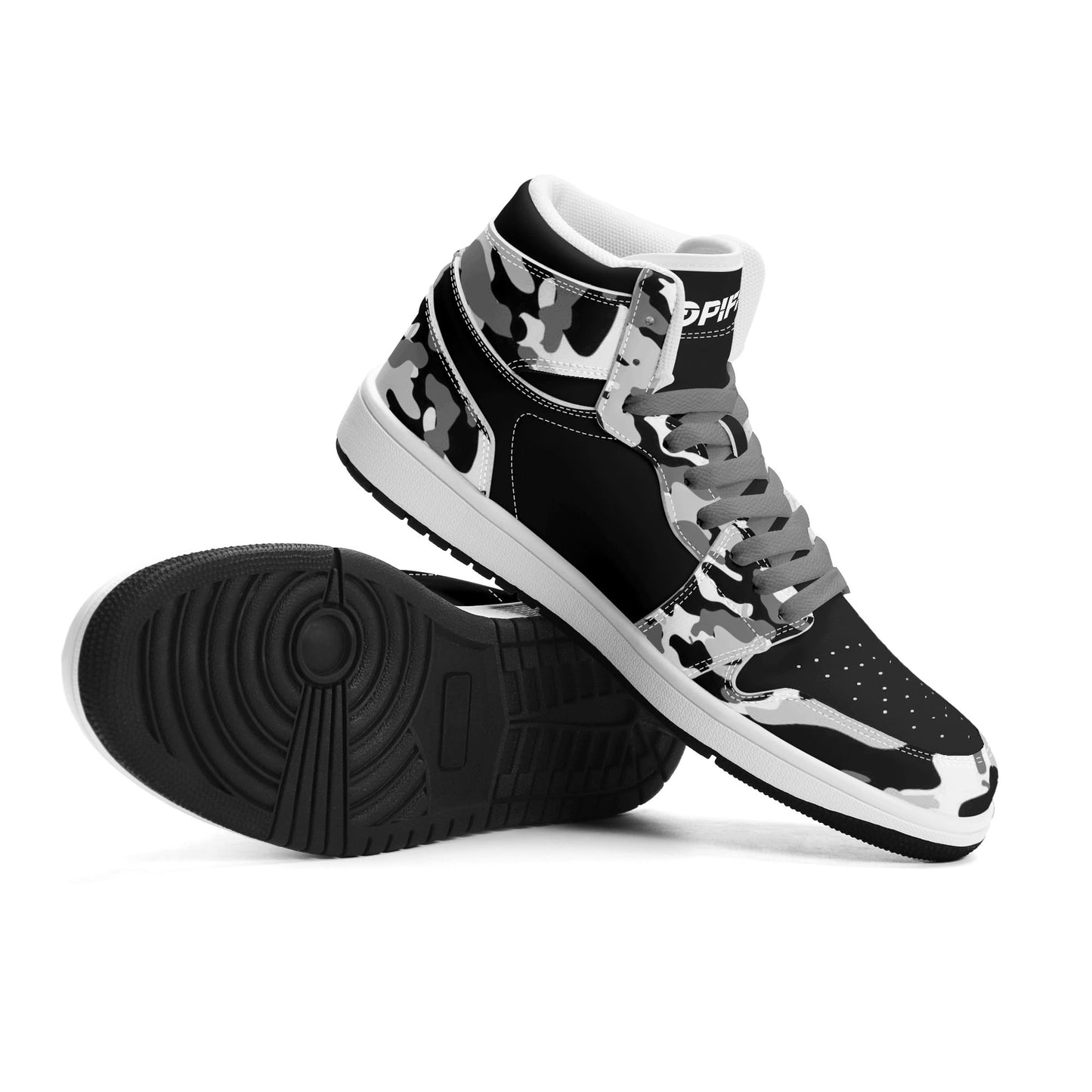 Mens Premium PU Leather DOPiFiED Camo High Top Sneakers-V2