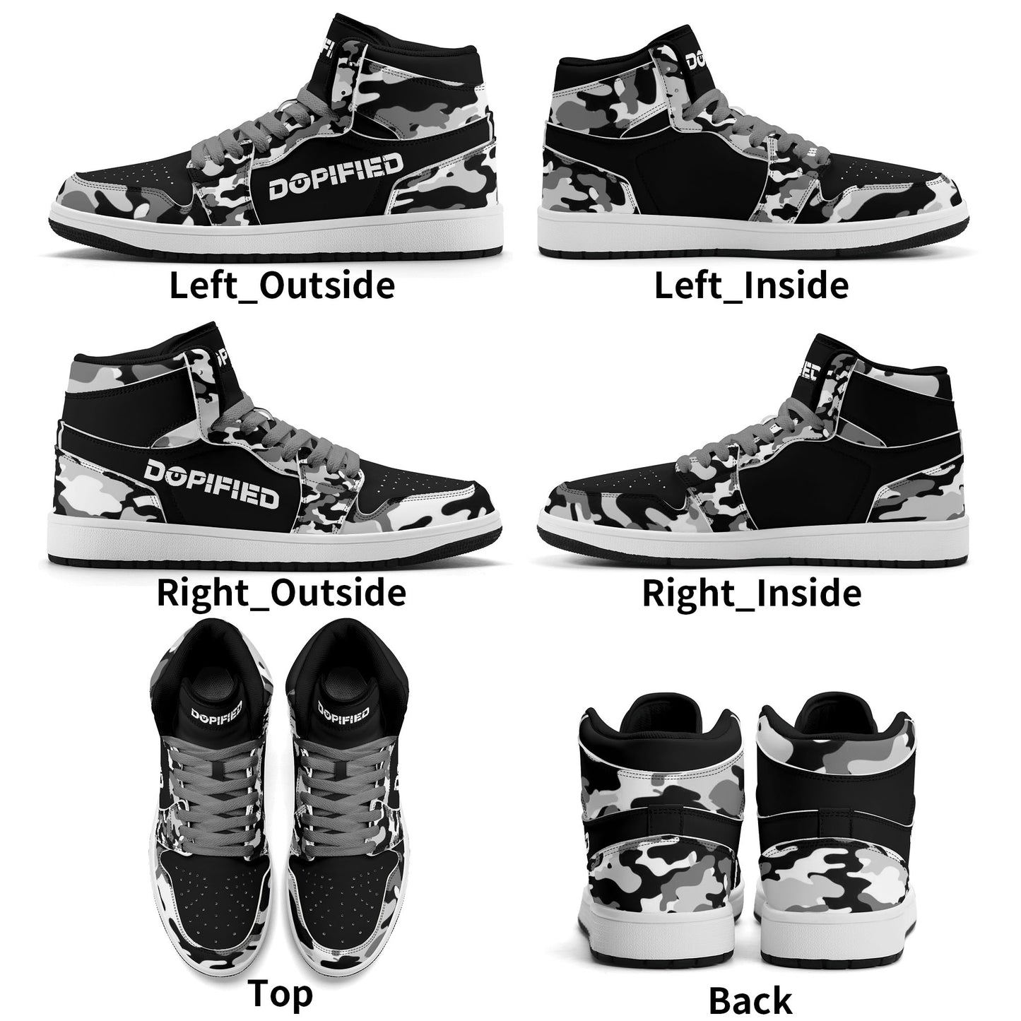 Mens Premium PU Leather DOPiFiED Camo High Top Sneakers-V2