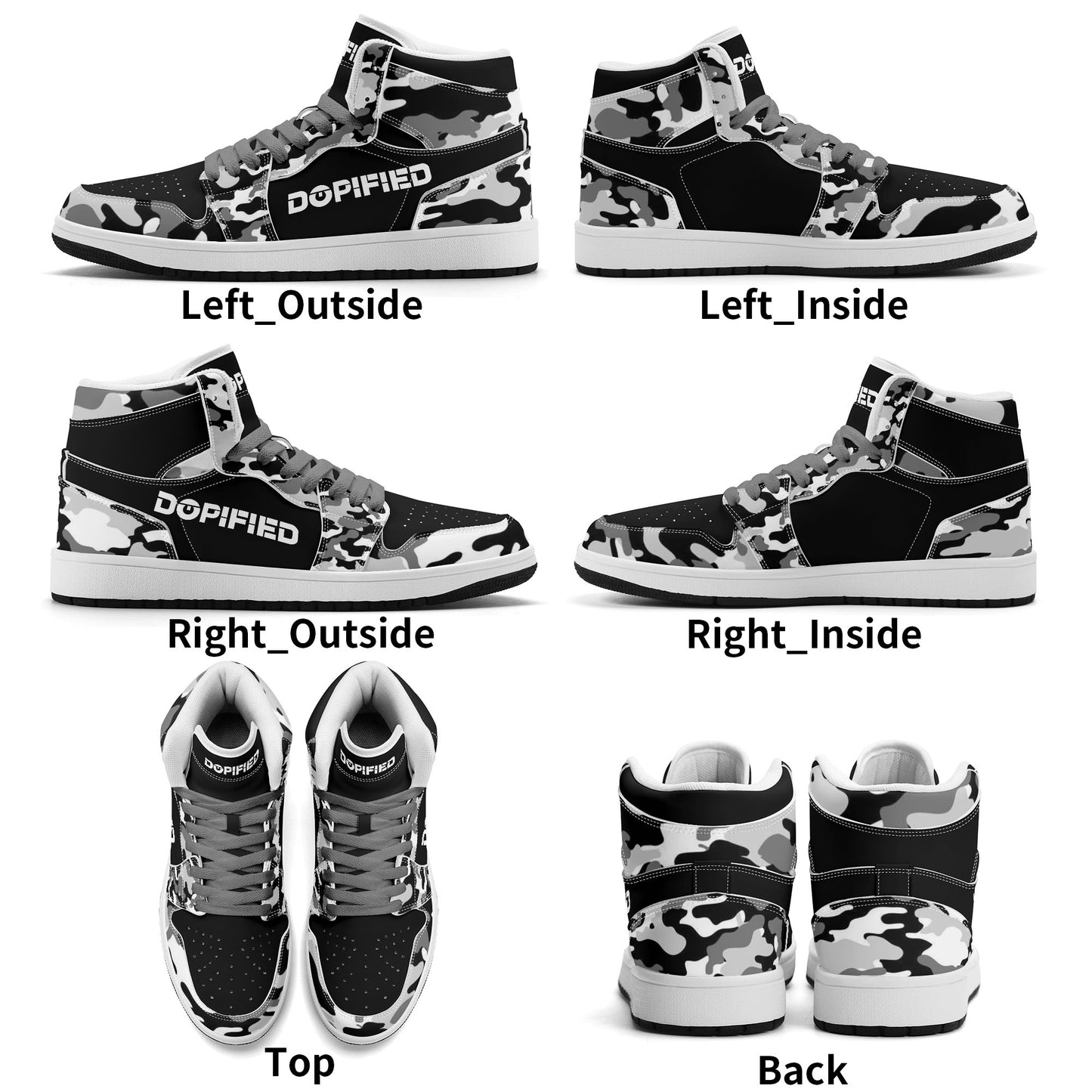 Mens Premium PU Leather DOPiFiED Camo High Top Sneakers-V2