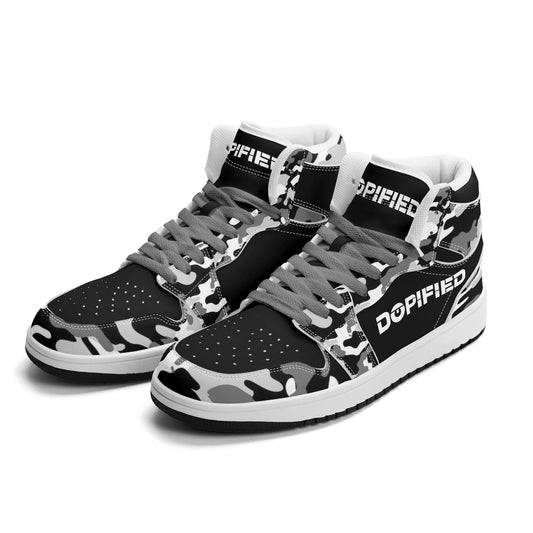 Mens Premium PU Leather DOPiFiED Camo High Top Sneakers-V2