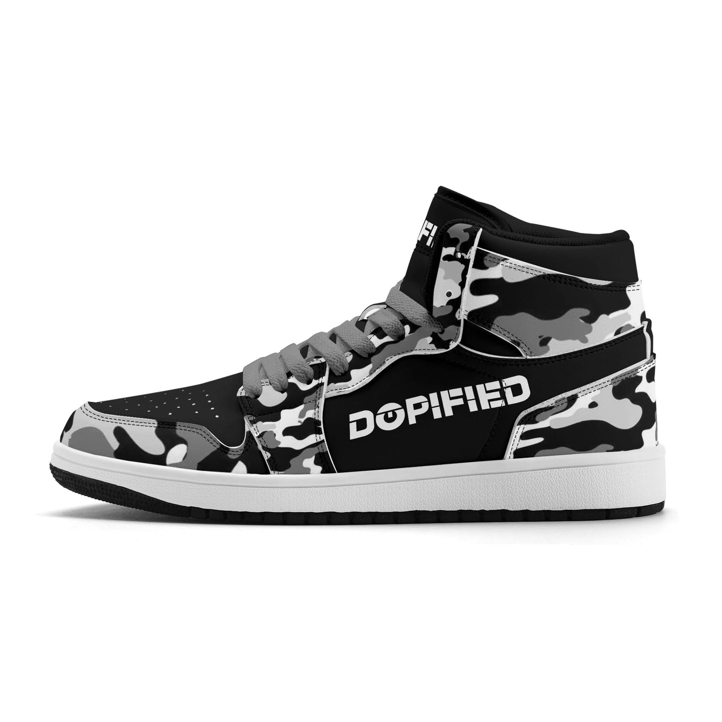 Mens Premium PU Leather DOPiFiED Camo High Top Sneakers-V2