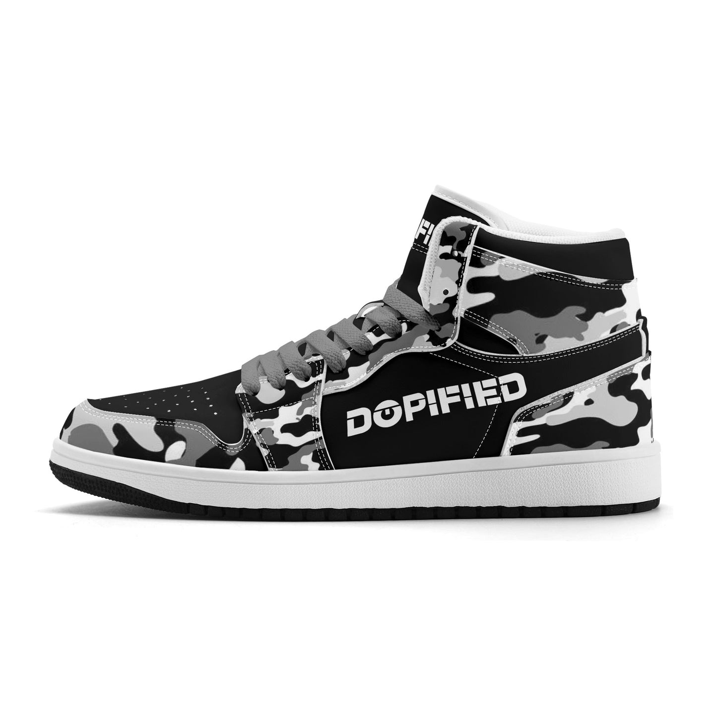 Mens Premium PU Leather DOPiFiED Camo High Top Sneakers-V2