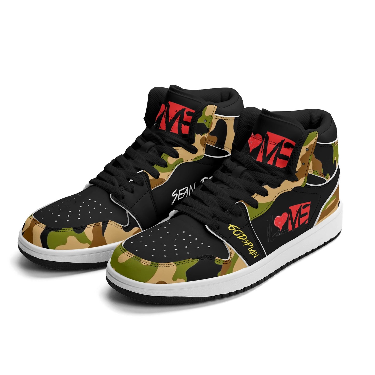 Sean Breed Mens LOVE Premium PU Leather High Top Sneakers V-2