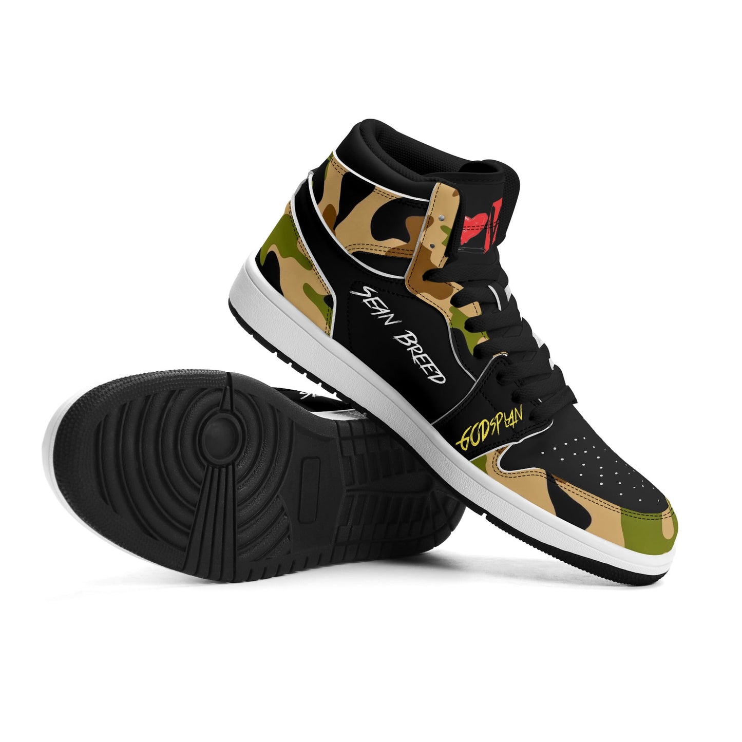 Sean Breed Mens LOVE Premium PU Leather High Top Sneakers V-2