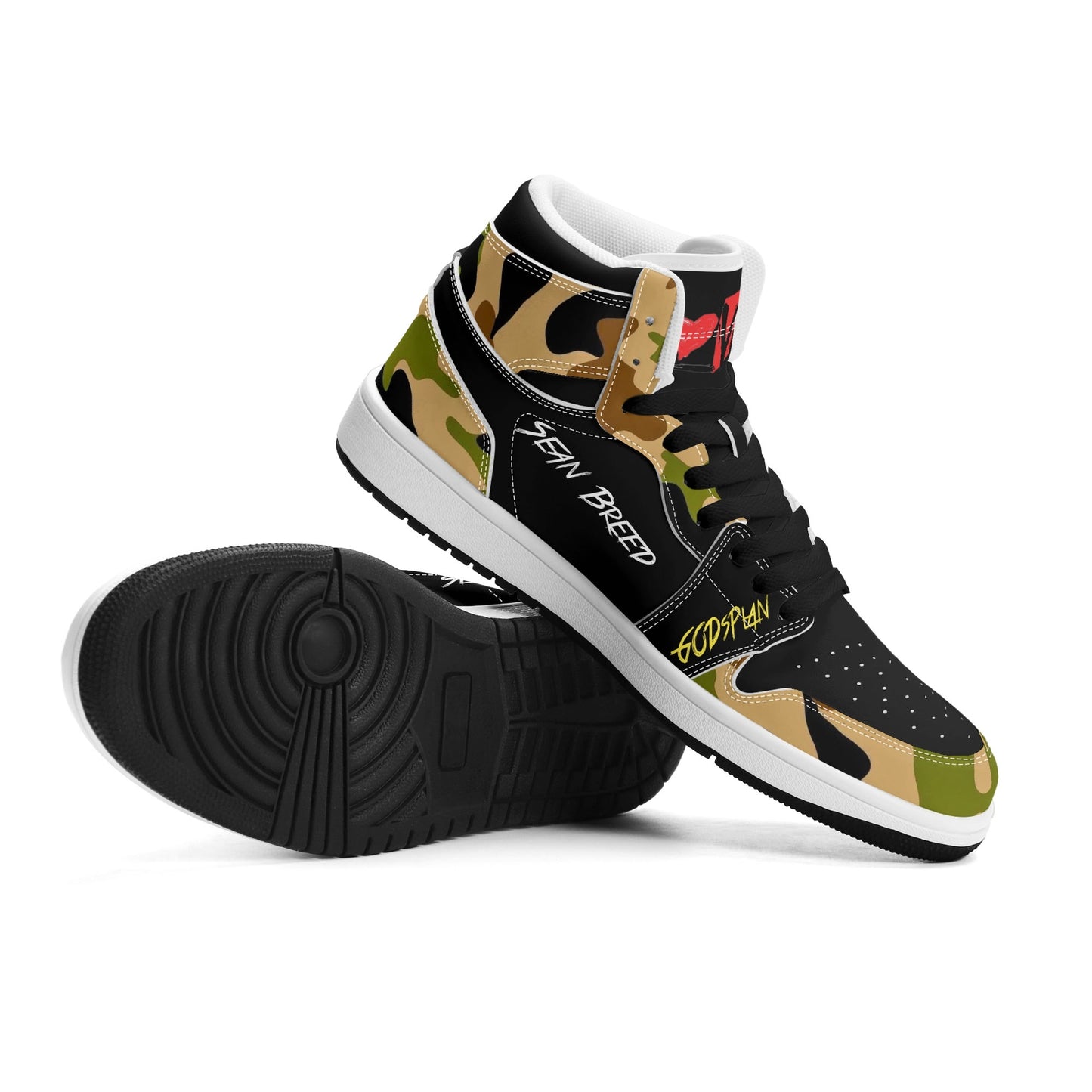 Sean Breed Mens LOVE Premium PU Leather High Top Sneakers V-2