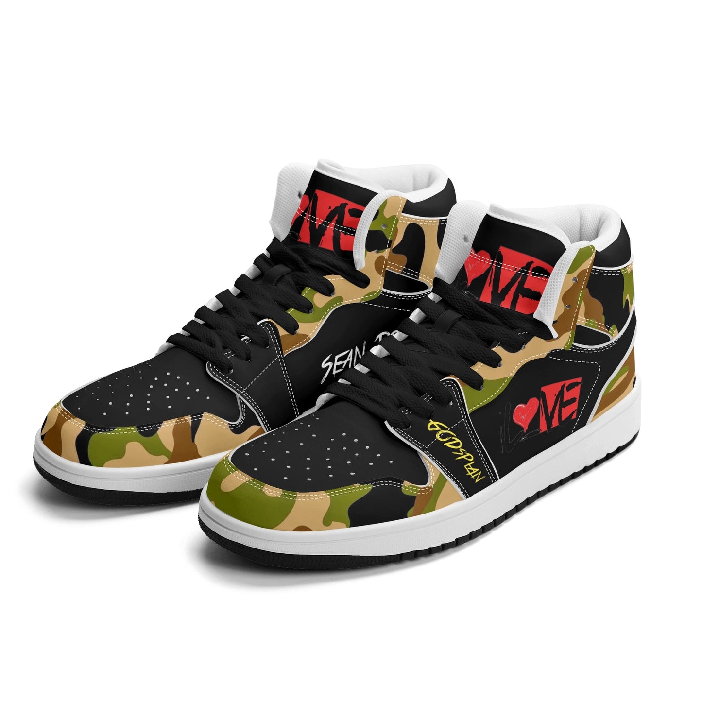 Sean Breed Mens LOVE Premium PU Leather High Top Sneakers V-2