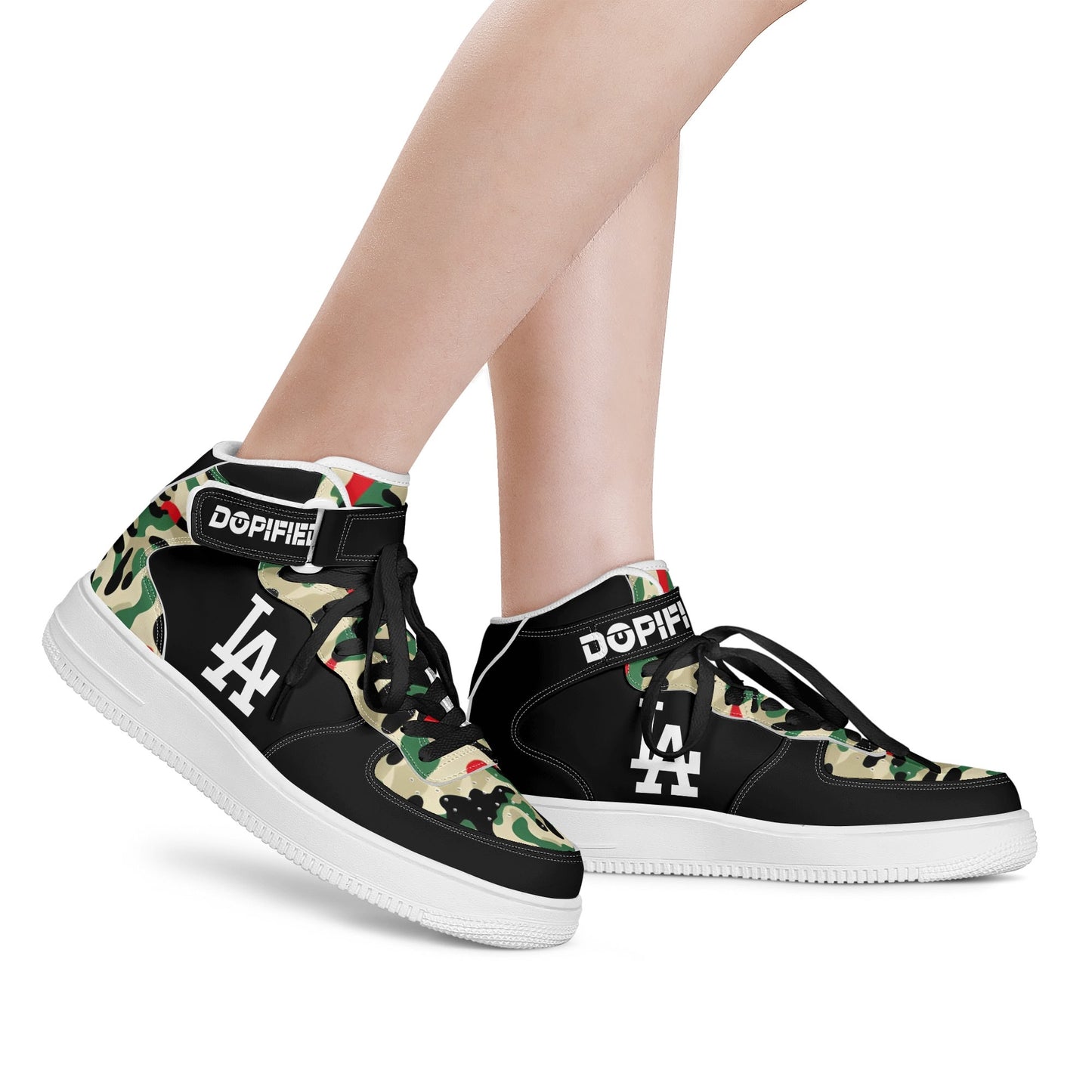 Mens LA Camo High Top Leather Sneakers