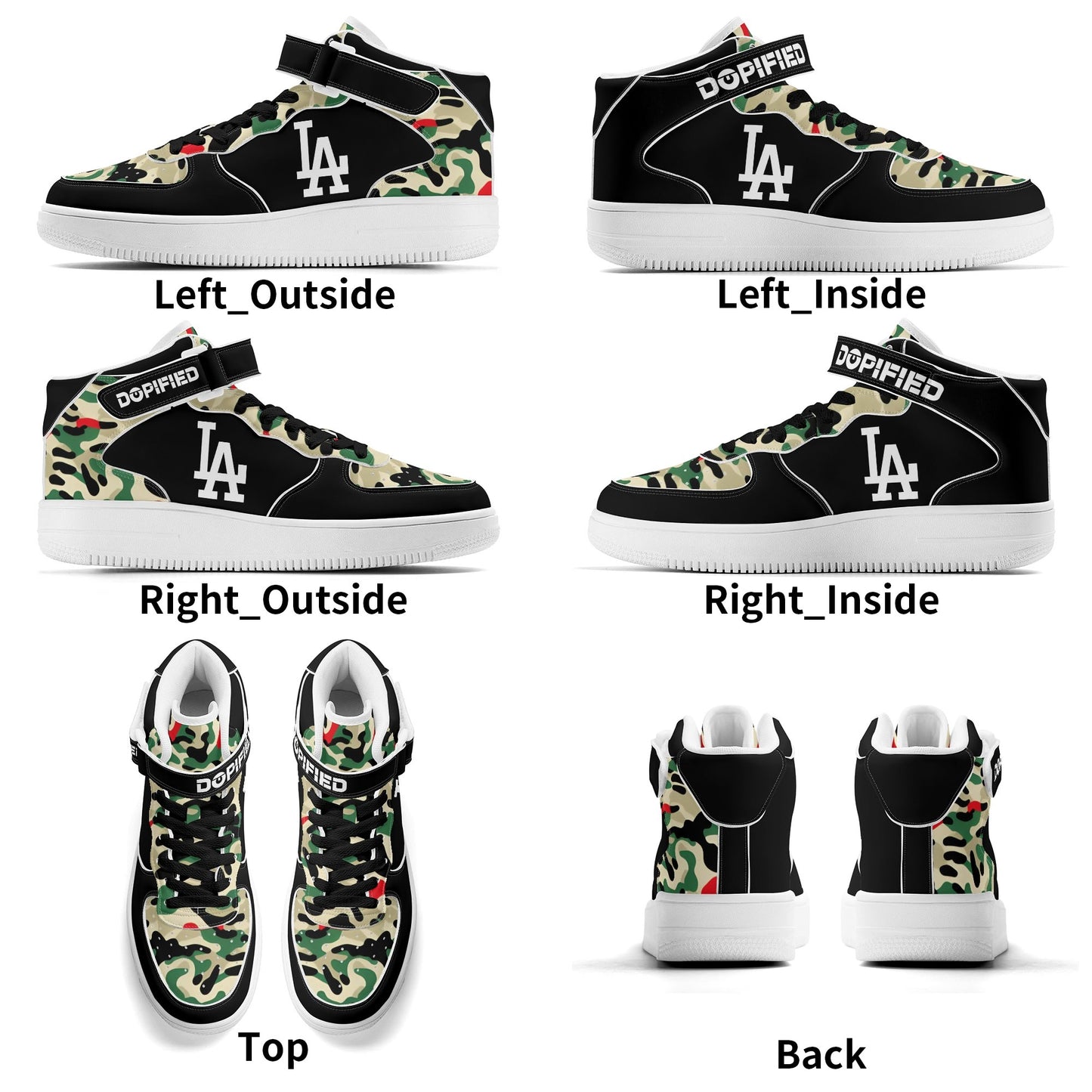 Mens LA Camo High Top Leather Sneakers