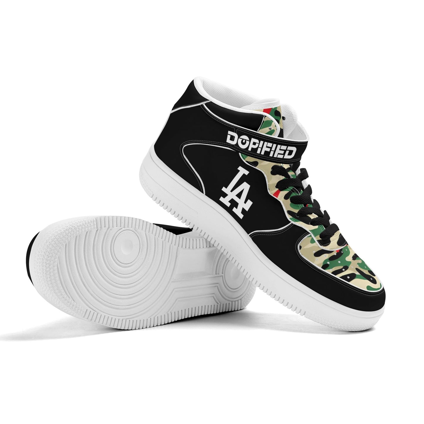 Mens LA Camo High Top Leather Sneakers