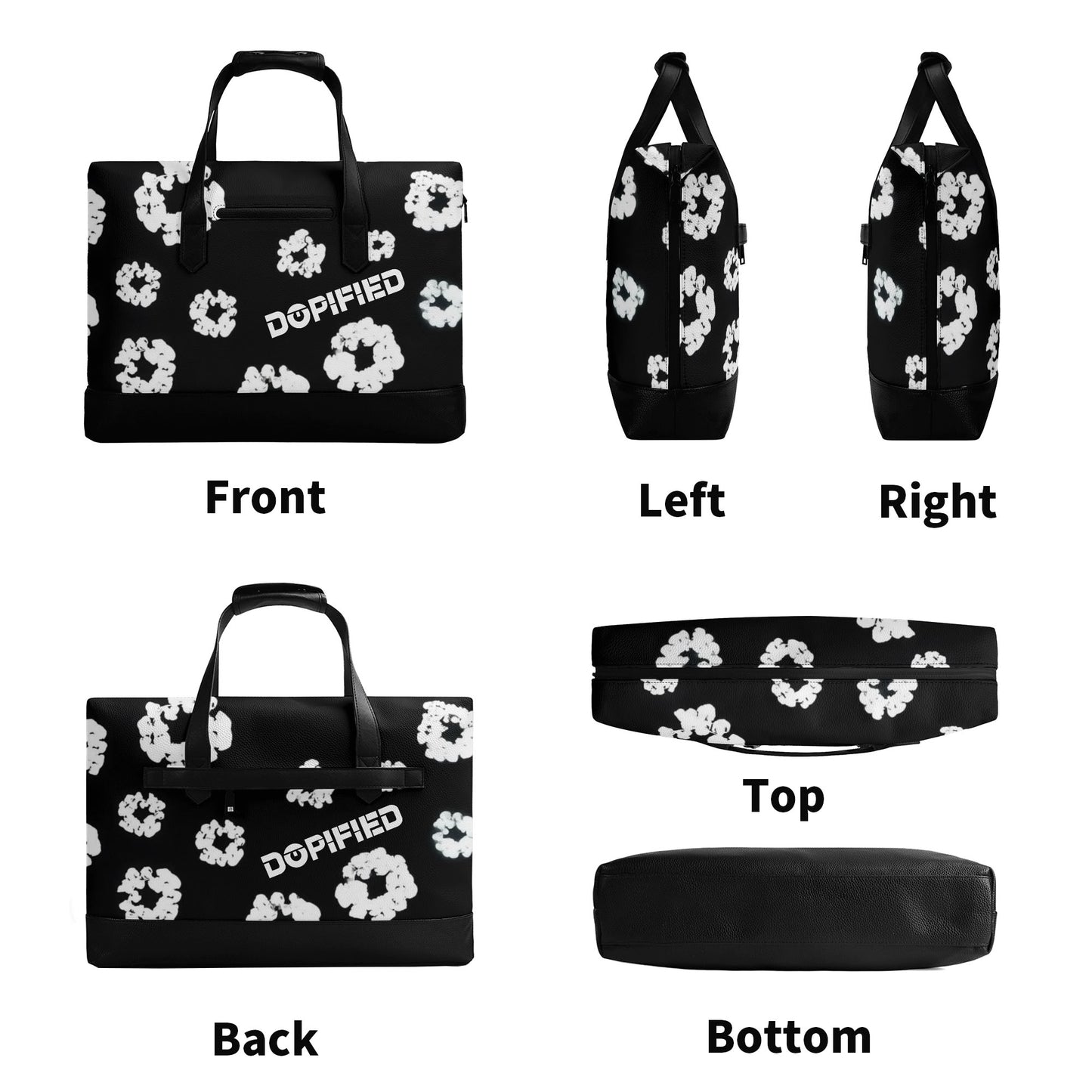 Mens DOPiFiED floral Trend PU Leather Briefcase Waterproof Business Bag