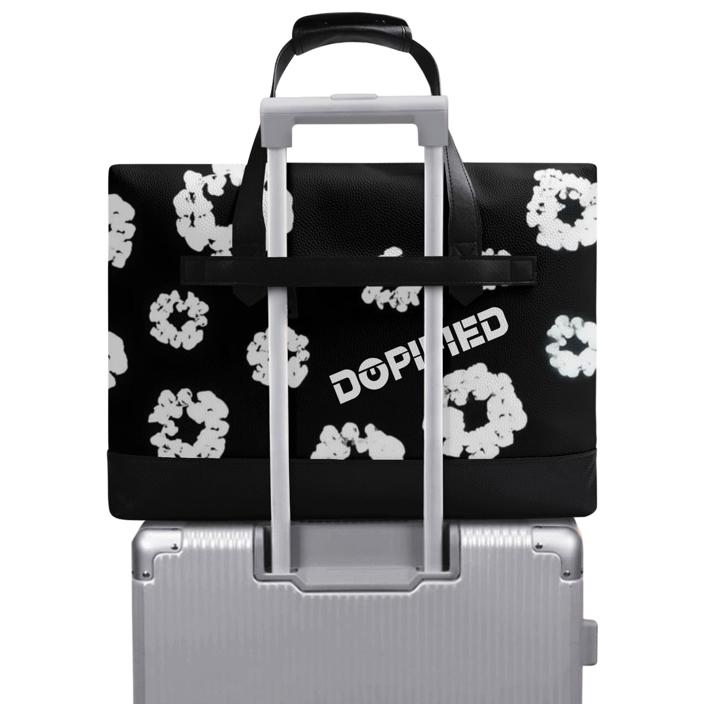 Mens DOPiFiED floral Trend PU Leather Briefcase Waterproof Business Bag