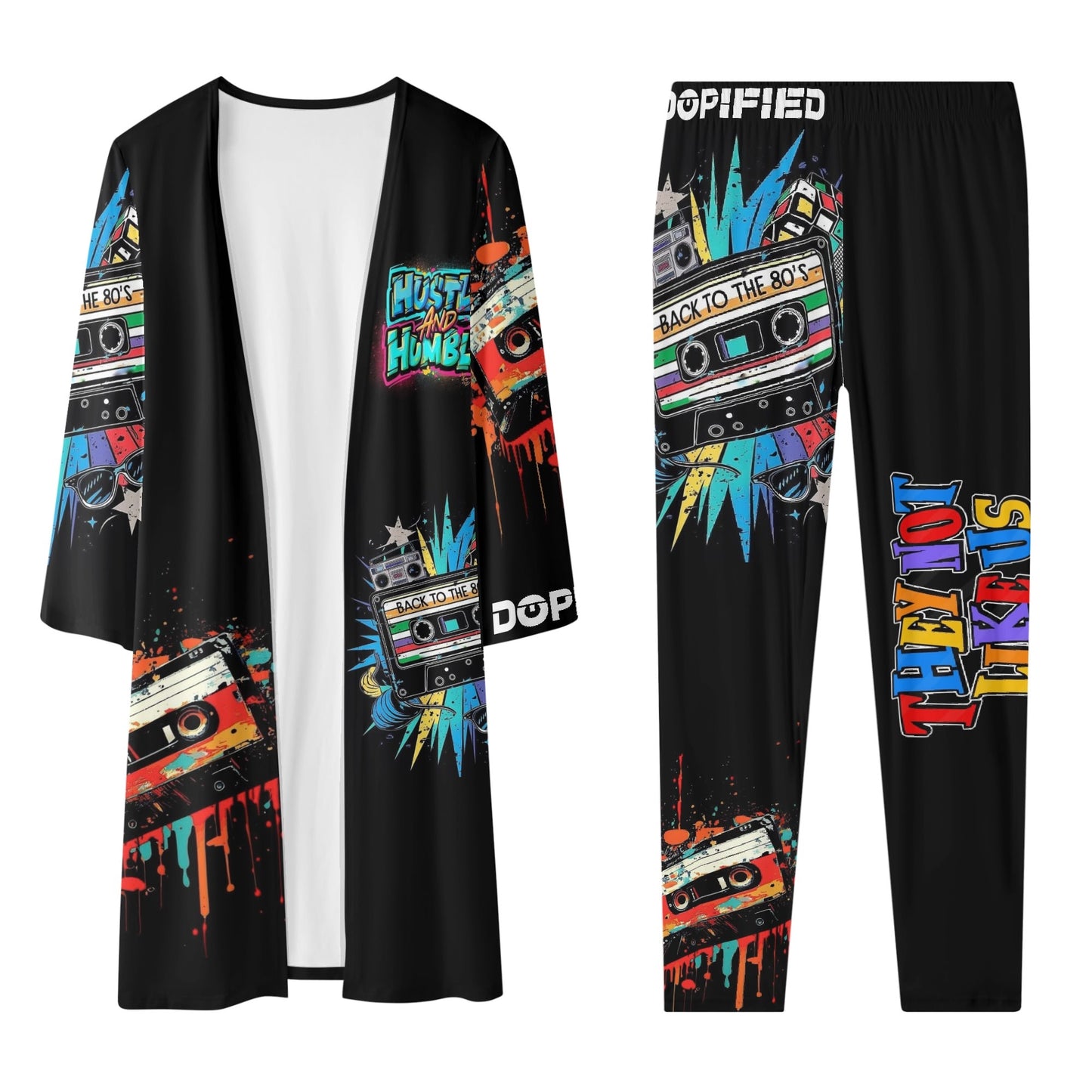 Retro 80s throwback Womens Long Sleeve Cardigan and Leggings Sets