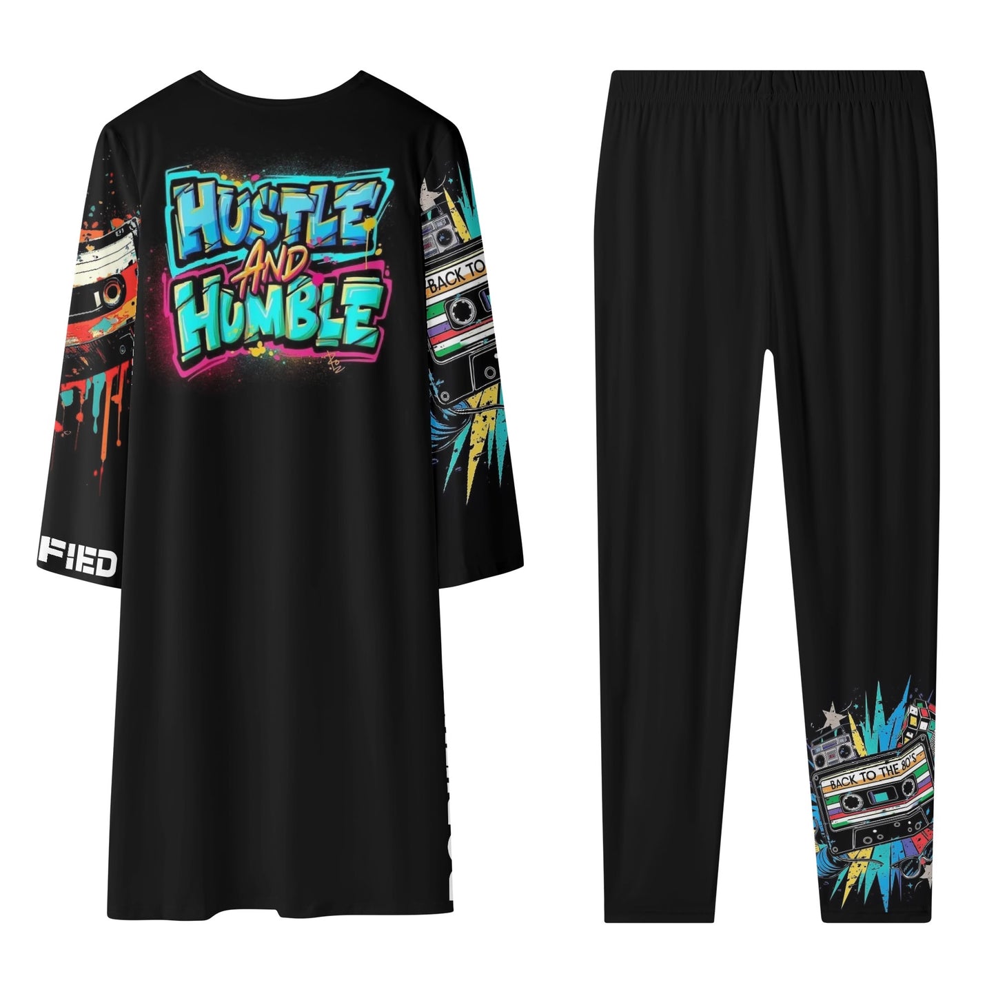 Retro 80s throwback Womens Long Sleeve Cardigan and Leggings Sets