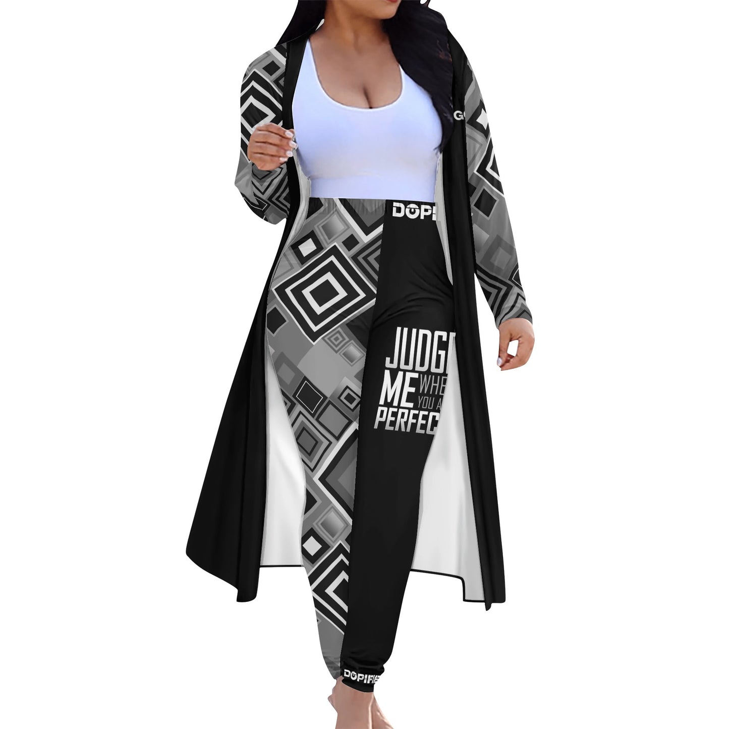 Judge Me when your perfect Metric Geo Womens Long Sleeve Cardigan and Leggings Sets