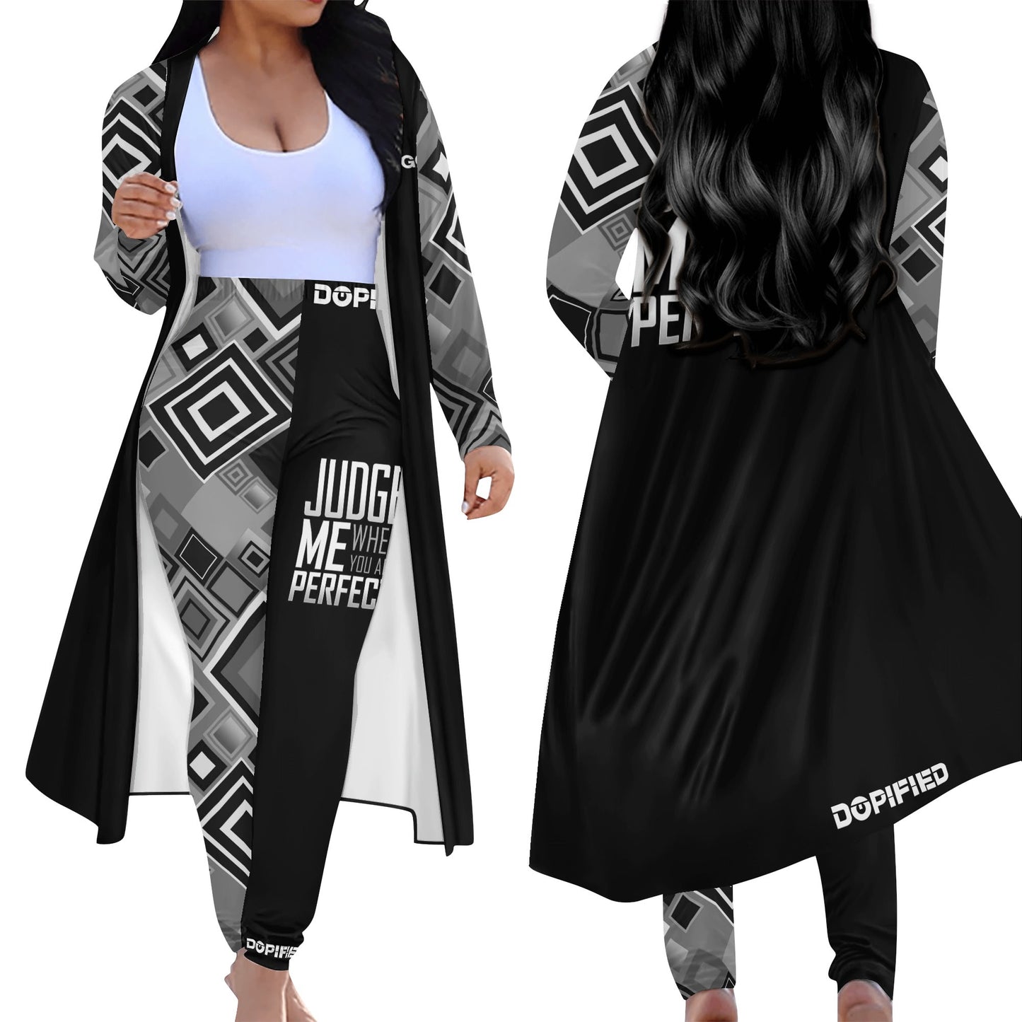 Judge Me when your perfect Metric Geo Womens Long Sleeve Cardigan and Leggings Sets