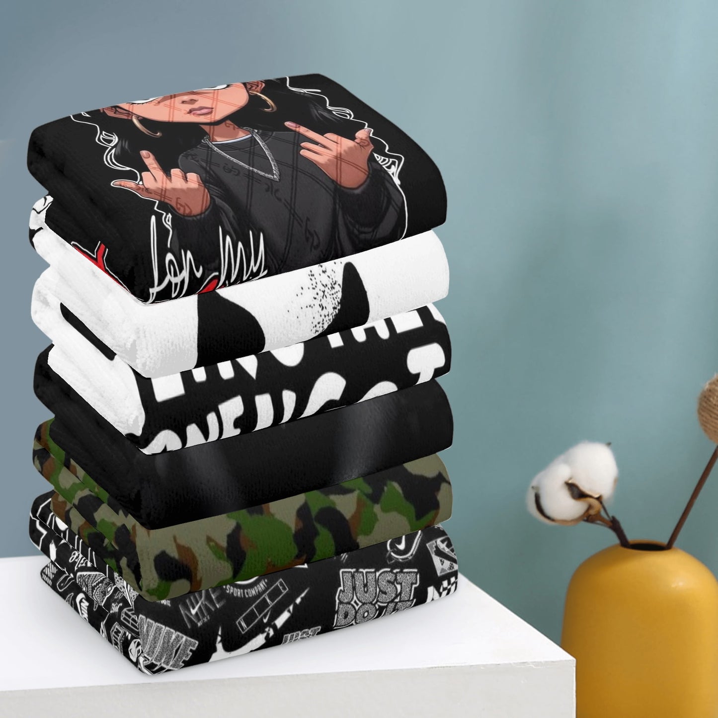 Random brand cool design Hand Towels for Beach Pool Bath Camp With 6 Pcs