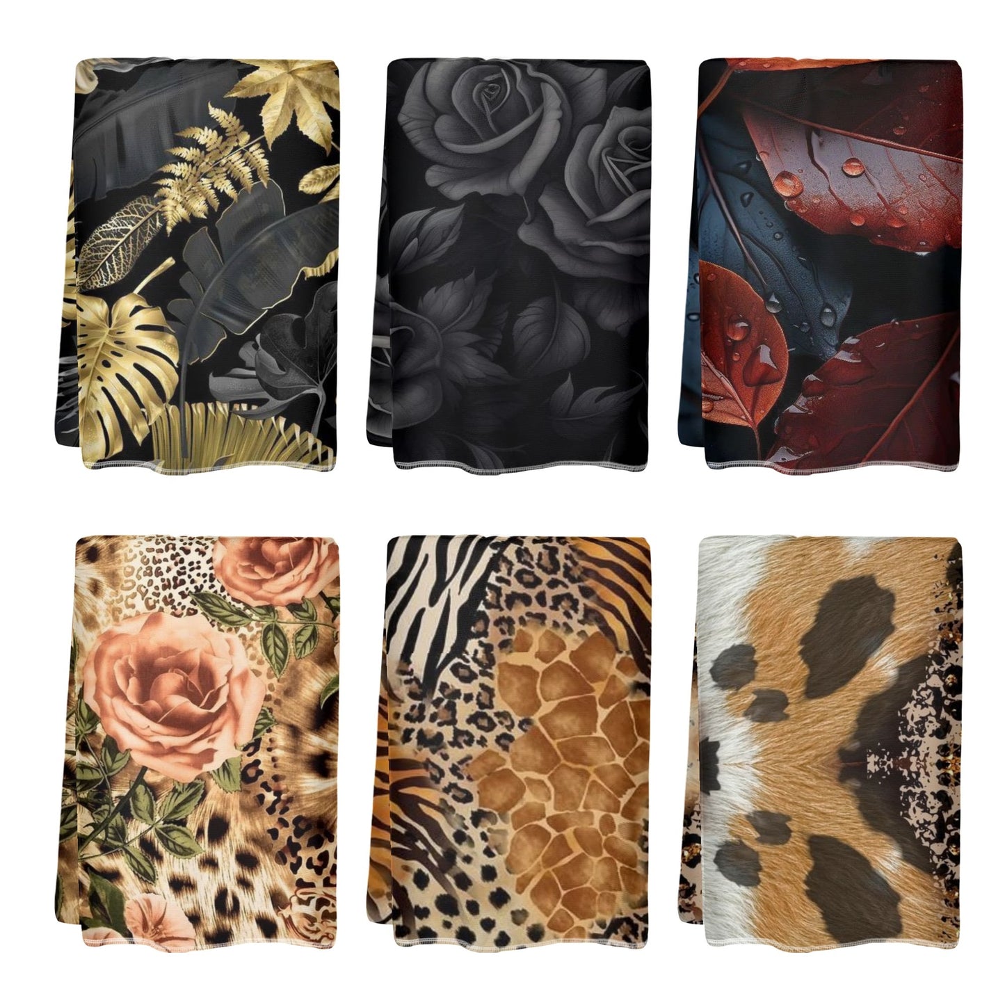 Floral & Animal designed Hand Towels for Beach Pool Bath Camp With 6 Pcs