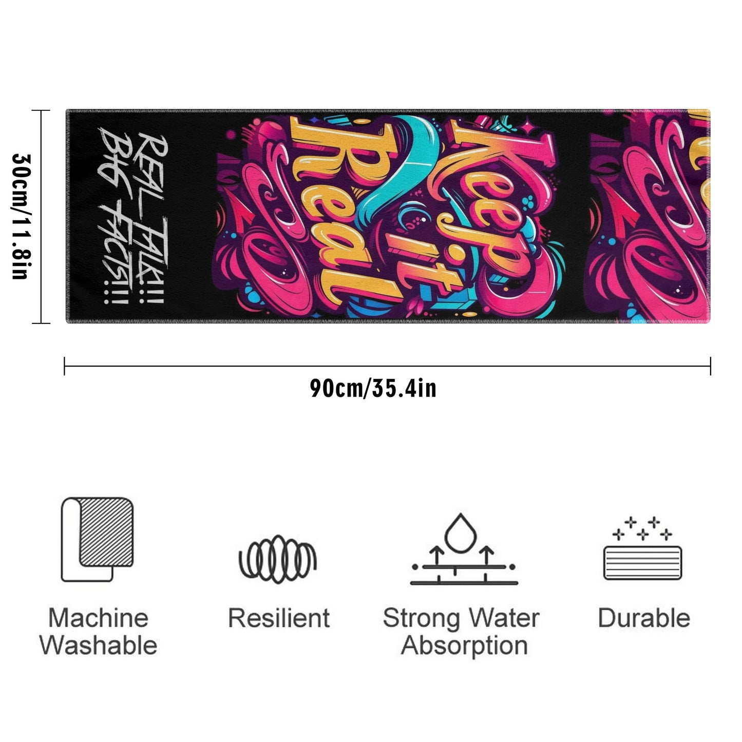 RealTalk BigFacts  Keep it Real 1 Pcs Double-Side Printed Towels for Outdoor Sports Bathroom