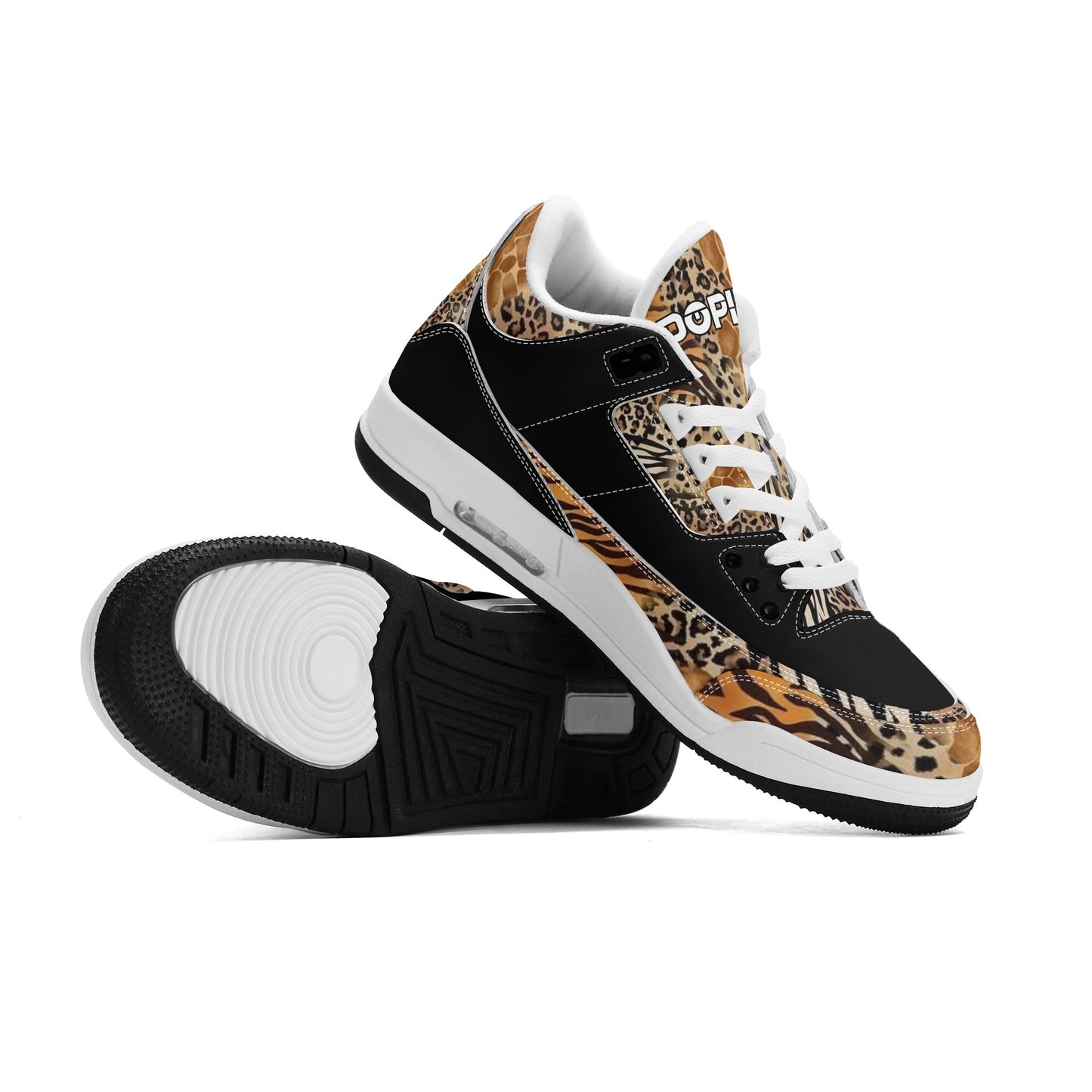 Womens DOPiFiED Safari Jungle High Top Retro Leather Basketball Sneakers