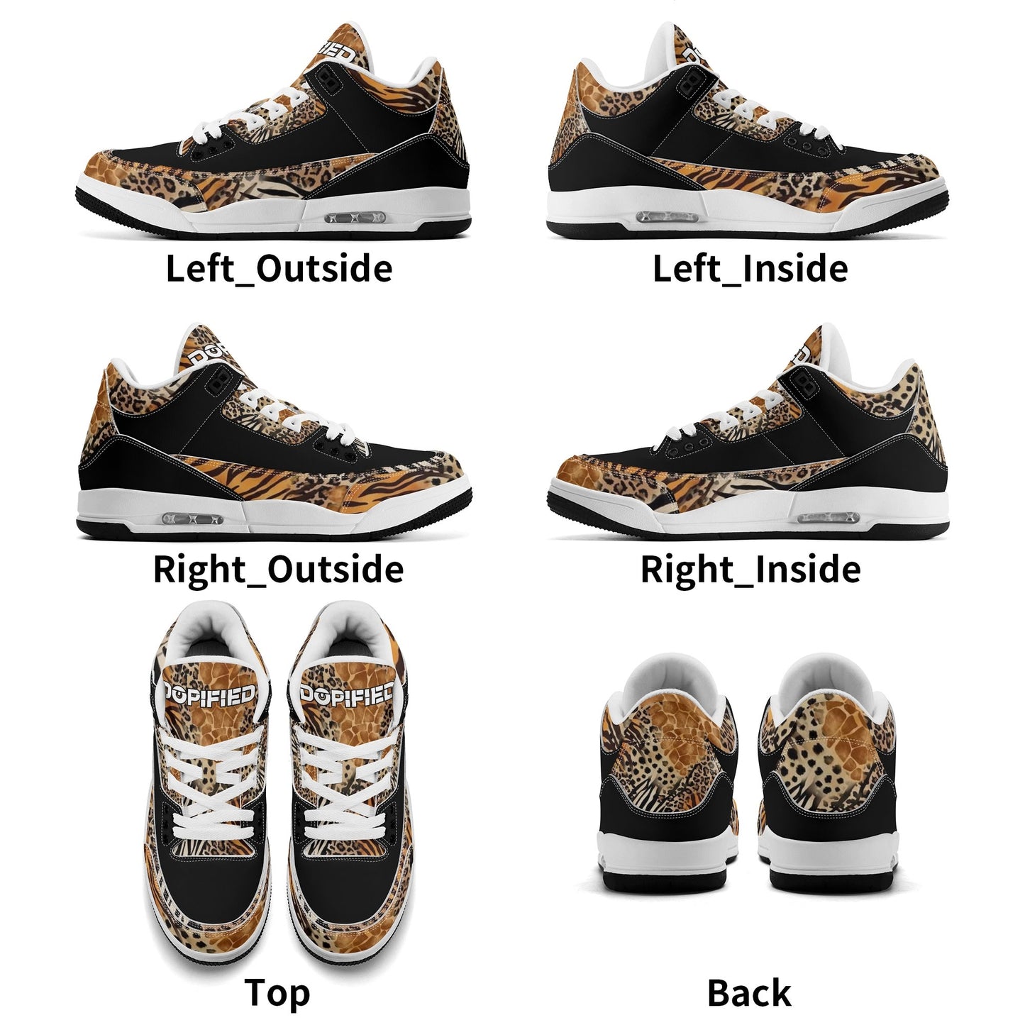 Womens DOPiFiED Safari Jungle High Top Retro Leather Basketball Sneakers