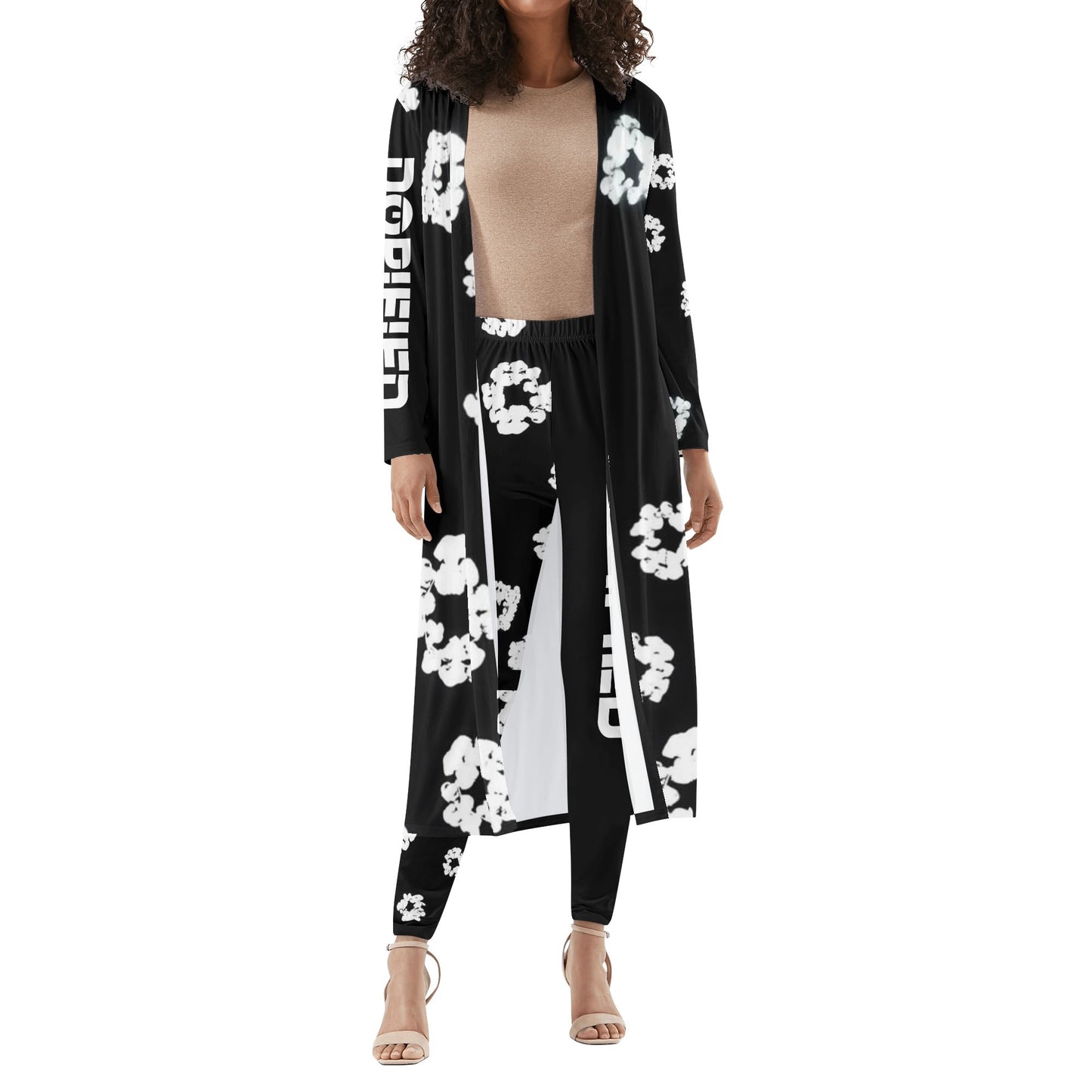 Womens Long Sleeve Viral Floral Cardigan and Leggings Sets