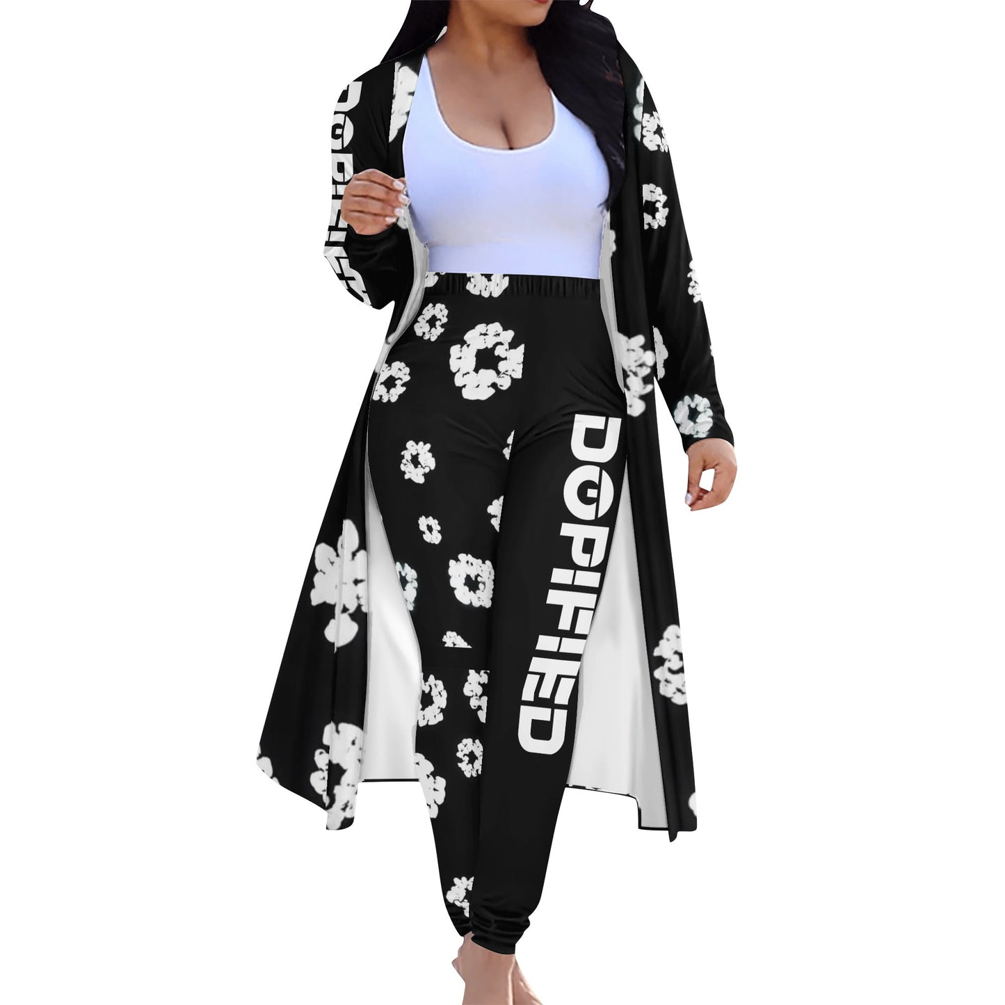 Womens Long Sleeve Viral Floral Cardigan and Leggings Sets
