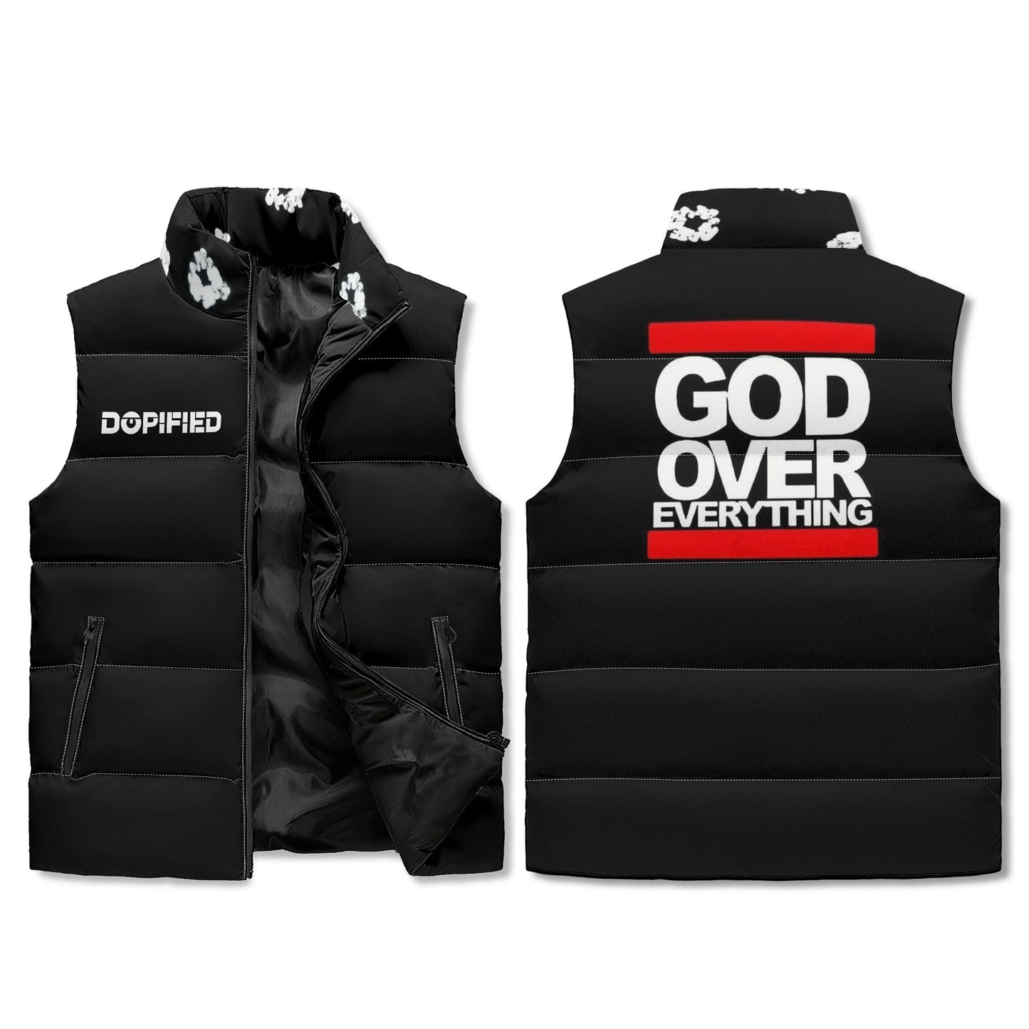 Unisex Lightweight All Over Printing Stand Collar Zip Up Puffer Vest