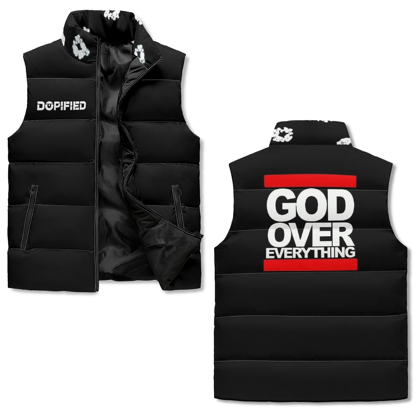 Unisex Lightweight All Over Printing Stand Collar Zip Up Puffer Vest