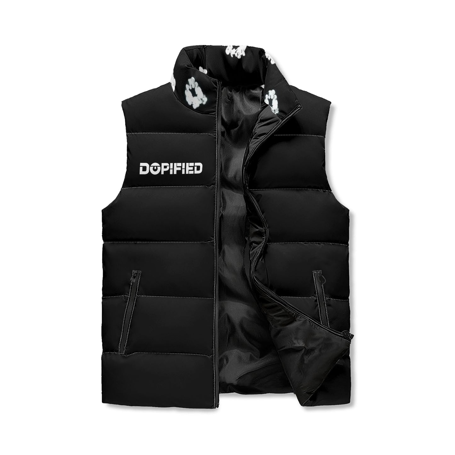 Unisex Lightweight All Over Printing Stand Collar Zip Up Puffer Vest