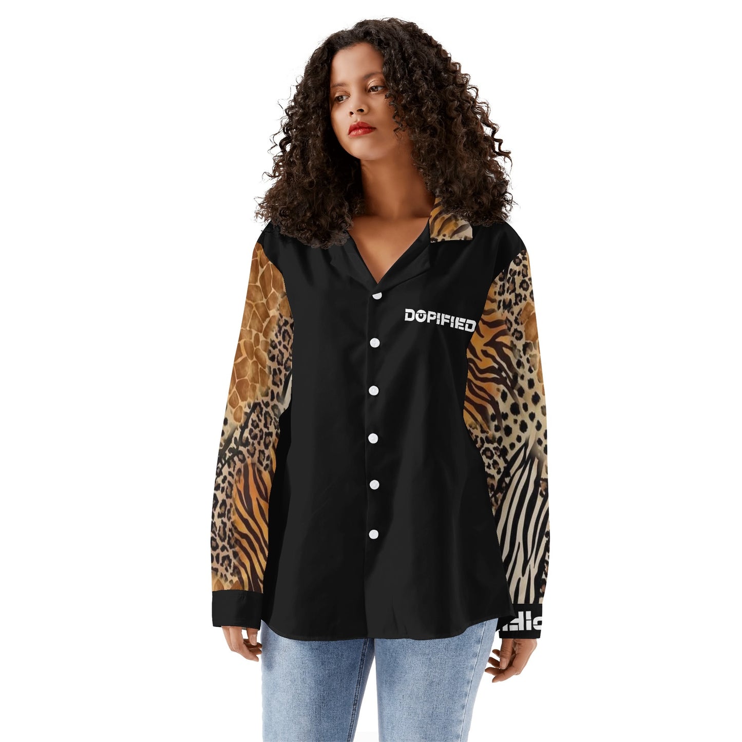Womens DOPiFiED No days off, Animal Safari Casual Long Sleeve Button Down Shirt