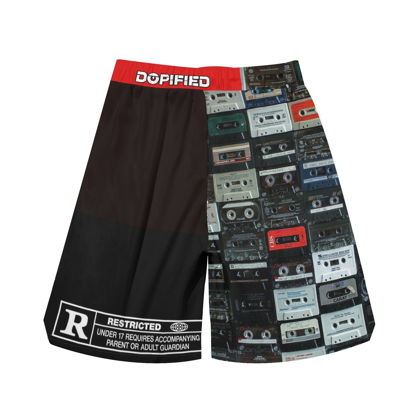 Mens Retro Hiphop Cassette Tape Basketball Mesh Shorts Sea Life Swim Trunks