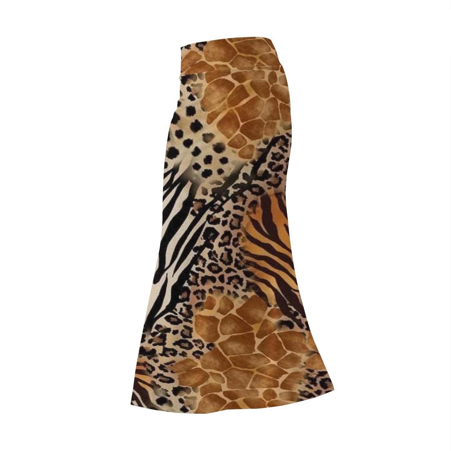 Womens Animal Safari Wrap Fishtail Long Skirt