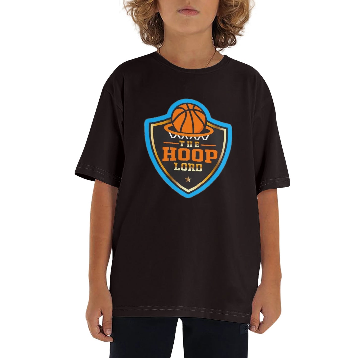 Childrens Hoop Lord jr Loose Fit Short Sleeve T-Shirt Pull on Tees