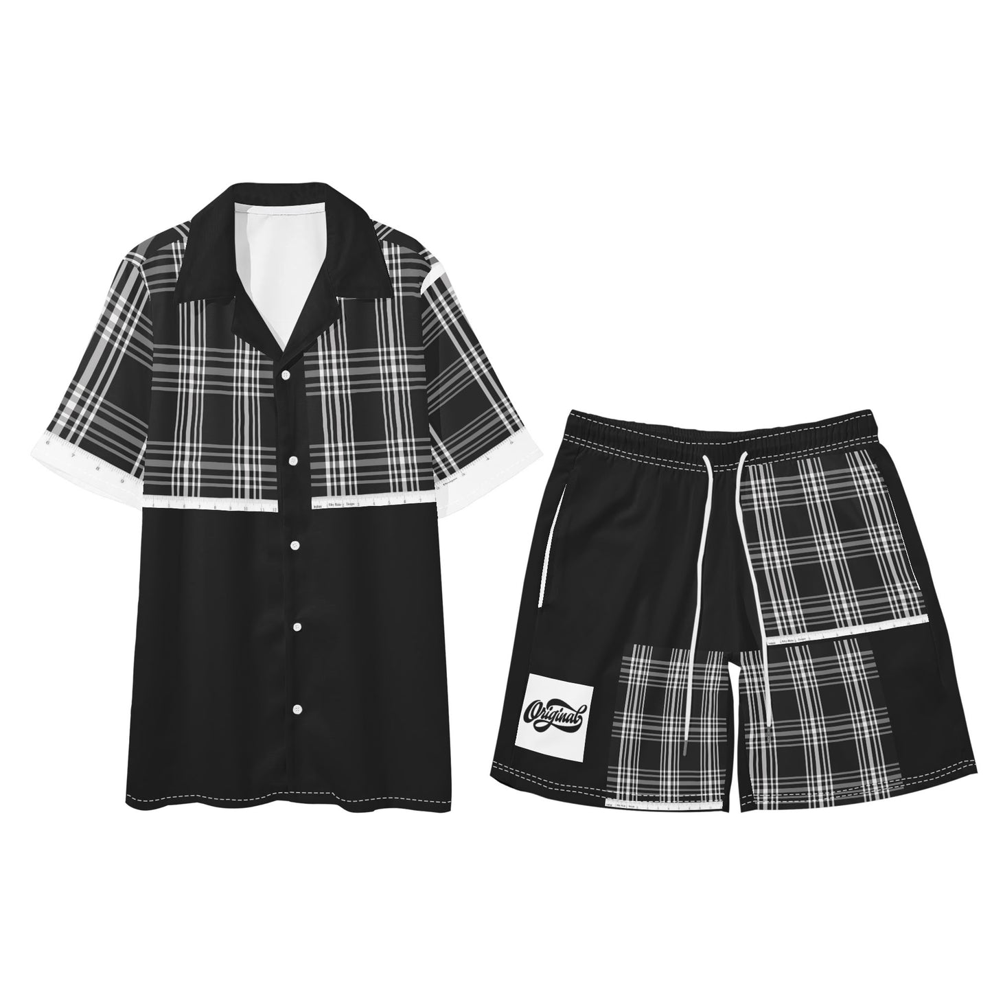 Mens Regular Fit Hawaiian Short Sleeve Shirt and Shorts Set