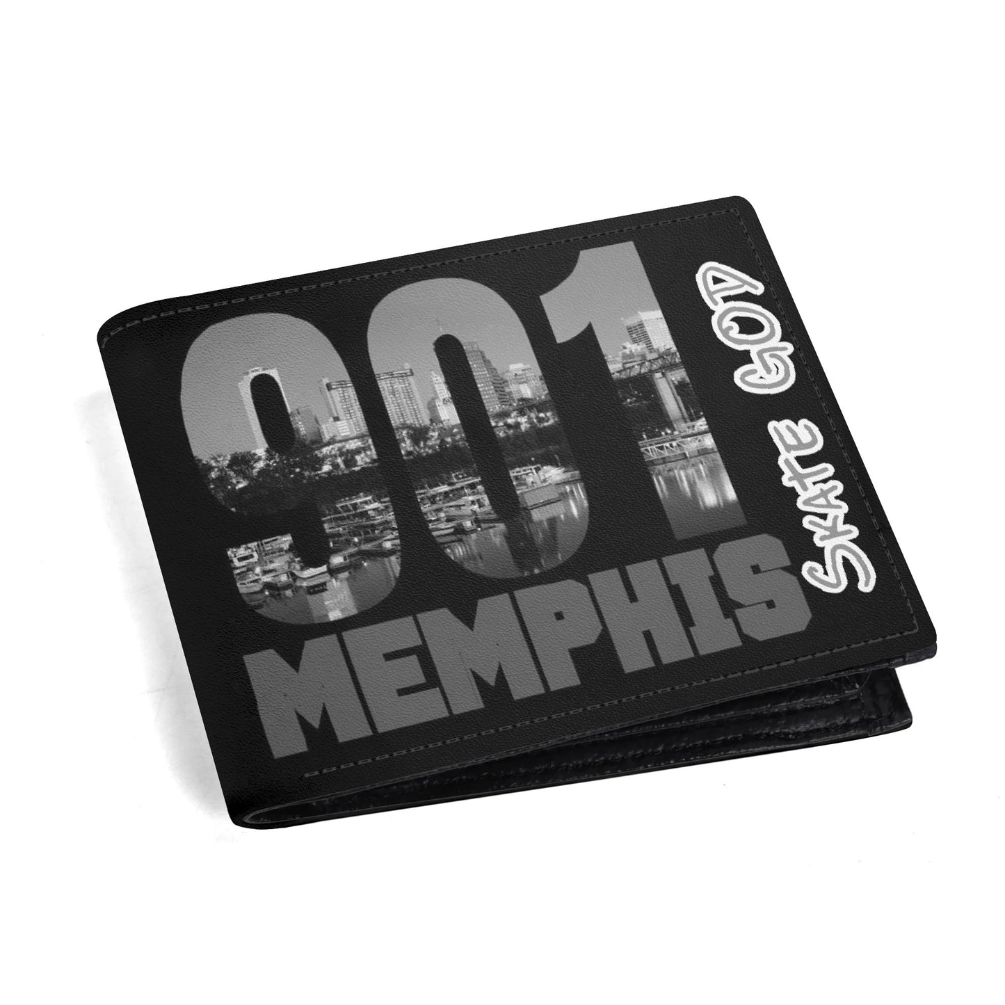 901 Memphis Skate God Minimalist Top-Grain Leather Wallet Paper Folded Wallet