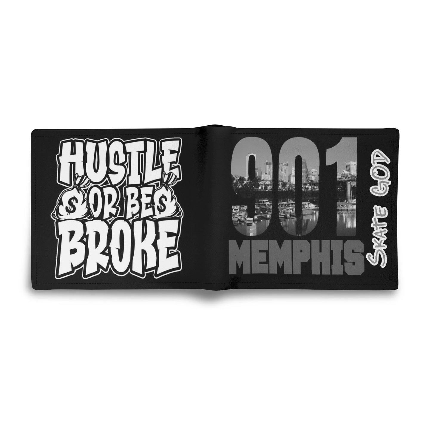 901 Memphis Skate God Minimalist Top-Grain Leather Wallet Paper Folded Wallet
