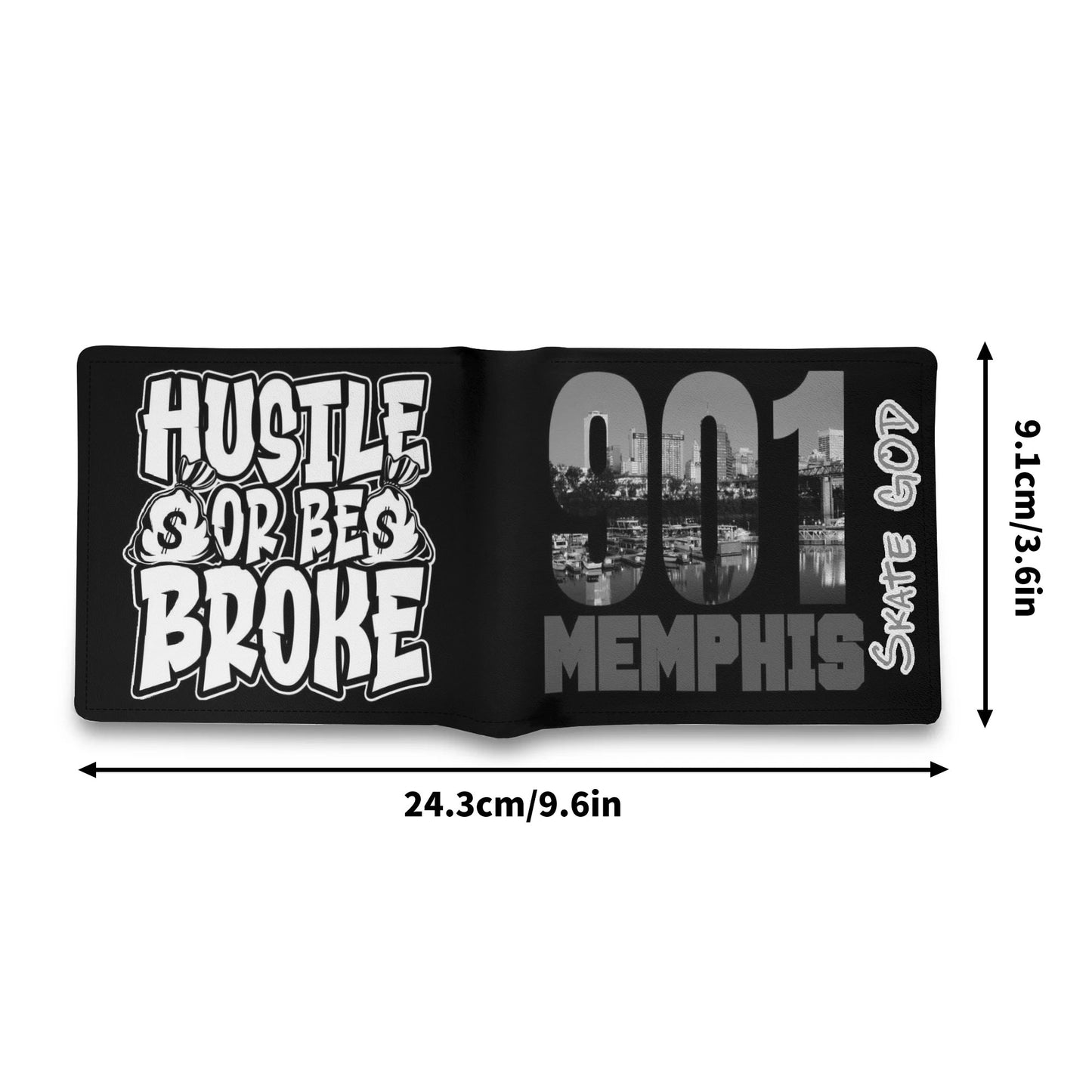 901 Memphis Skate God Minimalist Top-Grain Leather Wallet Paper Folded Wallet
